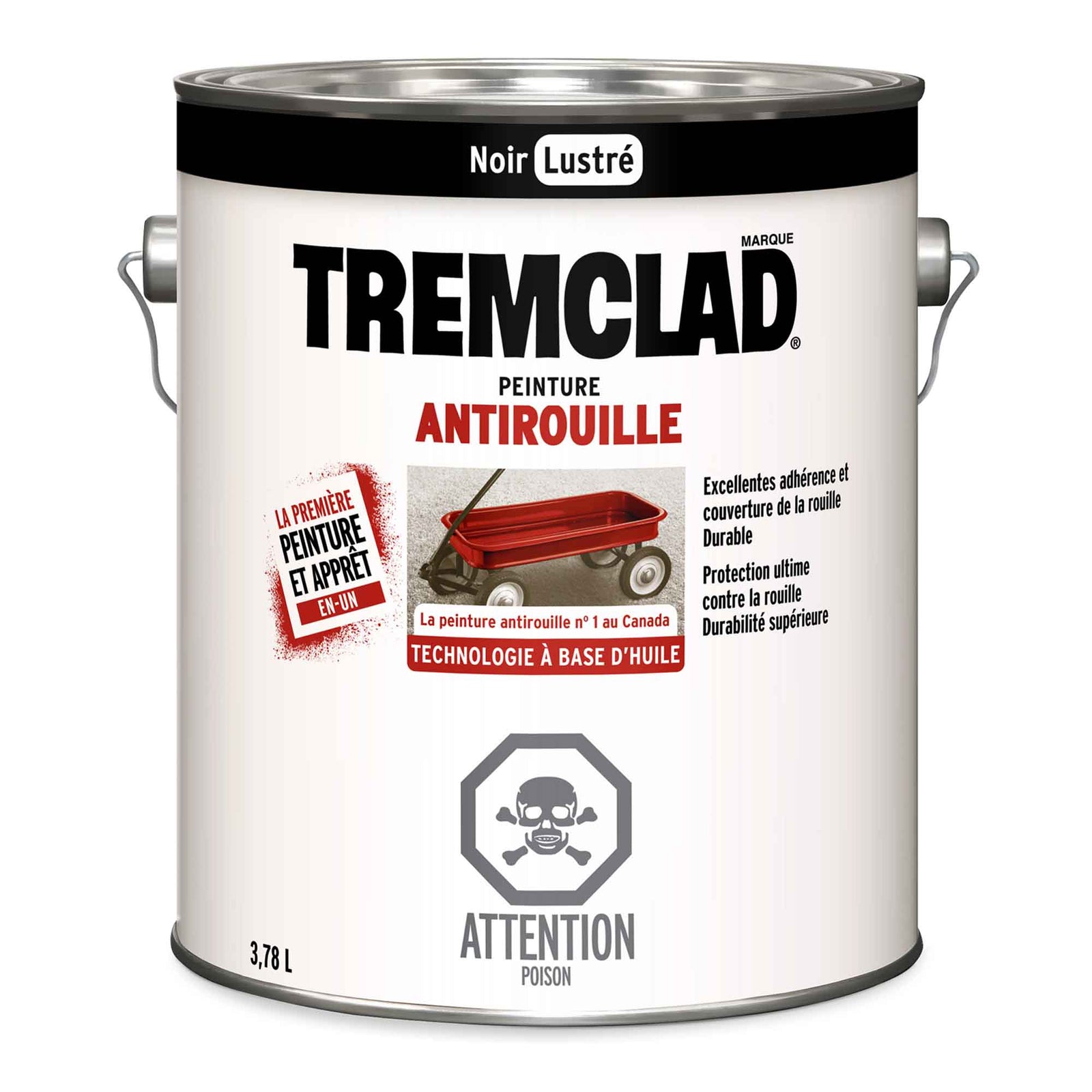 Tremclad peinture antirouille à base d'huile noir lustré 3,78 L