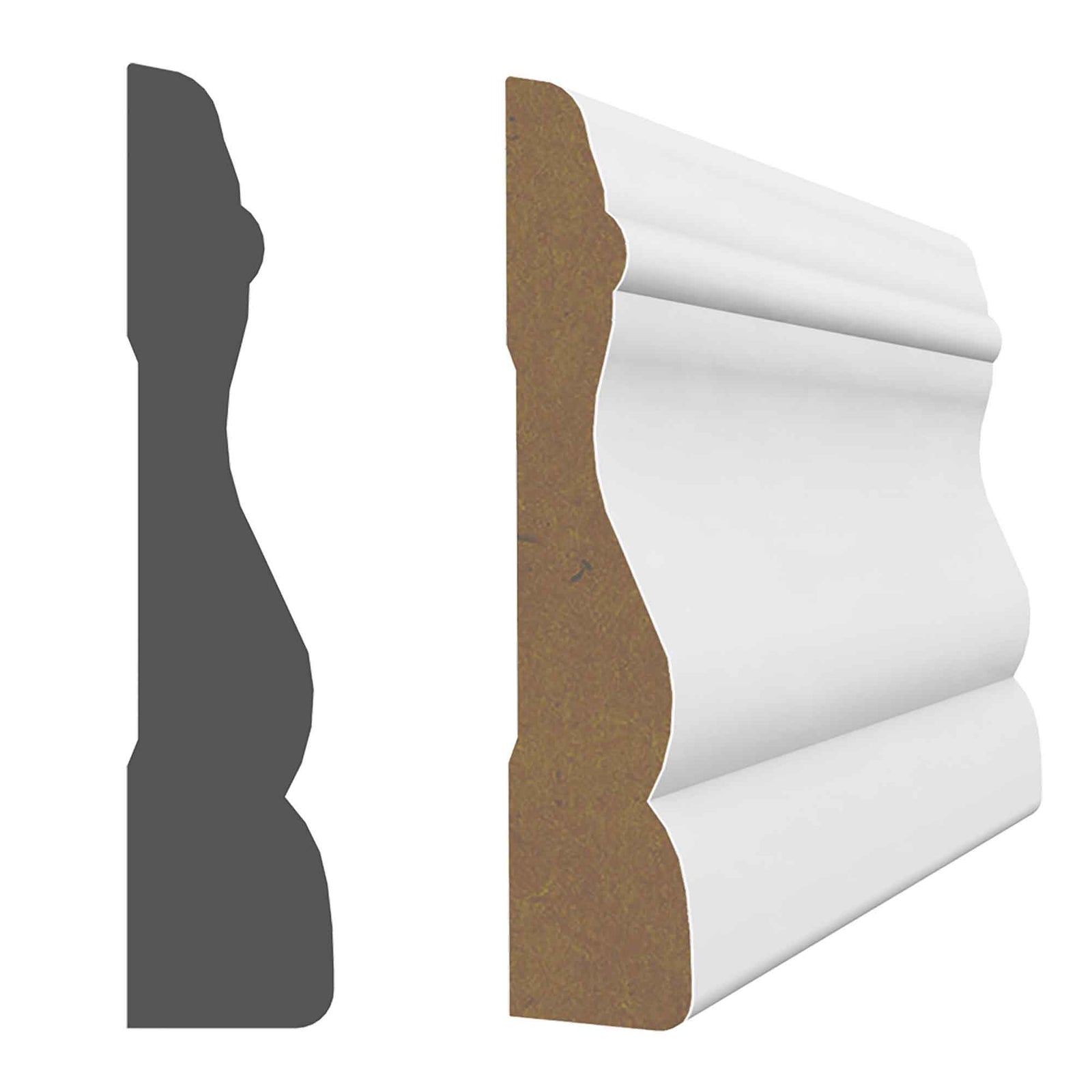 Cadrage en fibre de bois de style colonial prépeint blanc de 7'-1''x 2-3/4" x 5/8", 10 unités