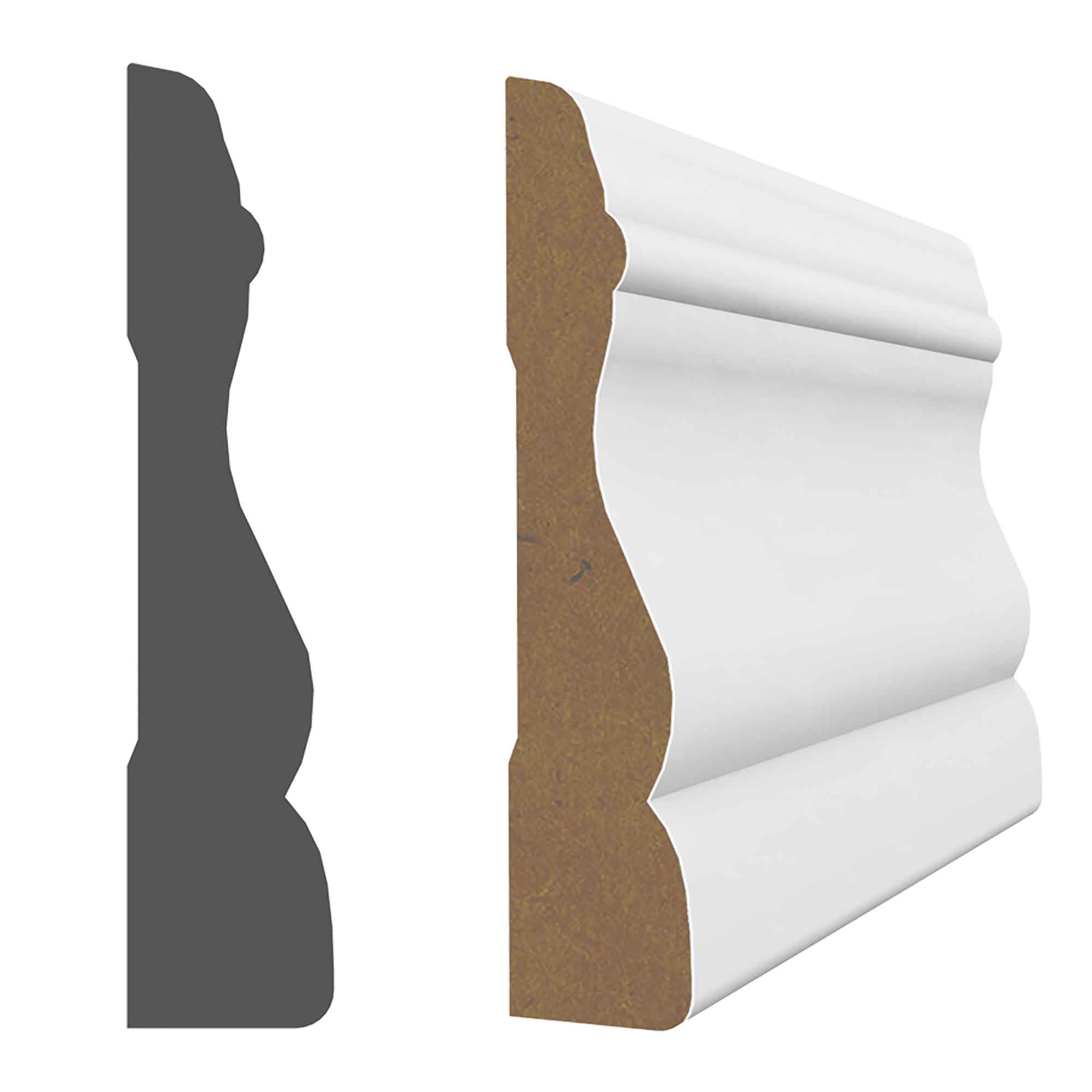 Cadrage en fibre de bois de style colonial prépeint blanc de 7'-1''x 2-3/4" x 5/8", 10 unités