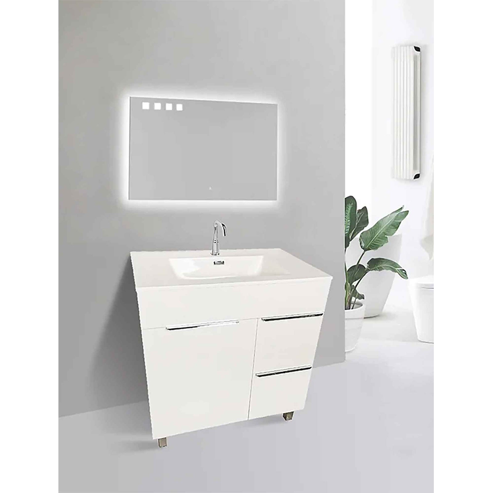 Vanité autoportante 32'', blanc lustré