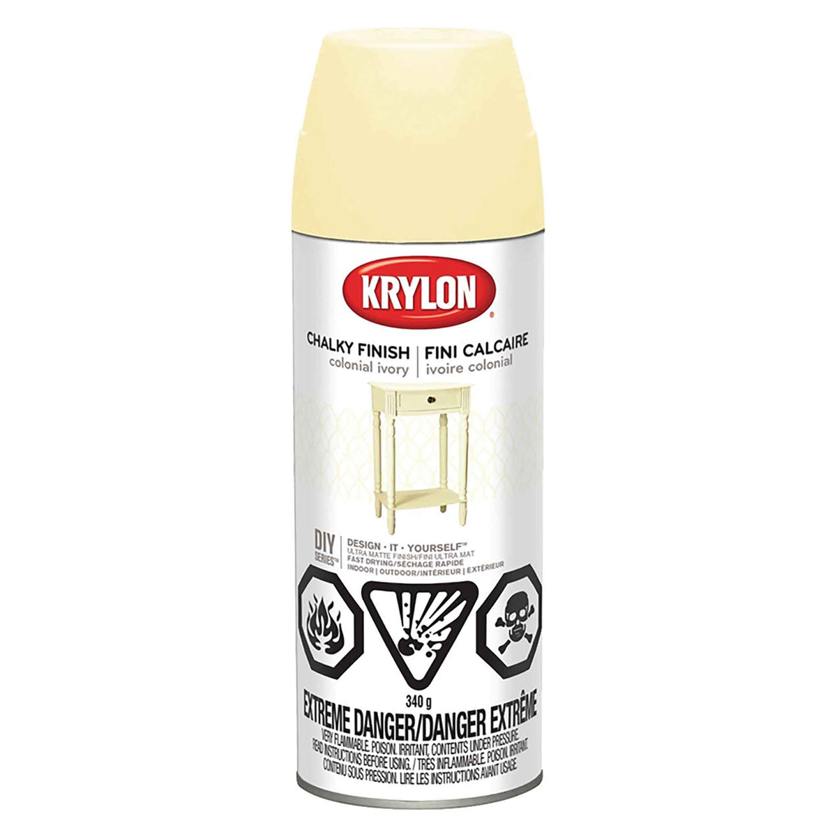 Peinture Aérosol Krylon Crayeus, ivoire, 340 gr