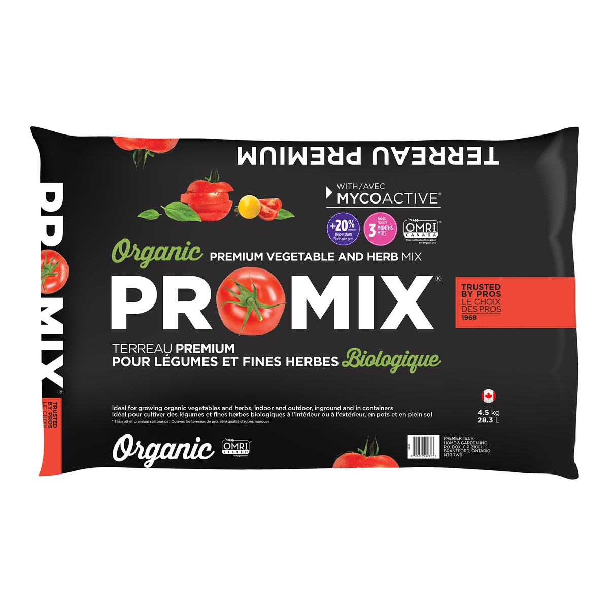 Terreau biologique pour légumes et fines herbes, 28,3 L