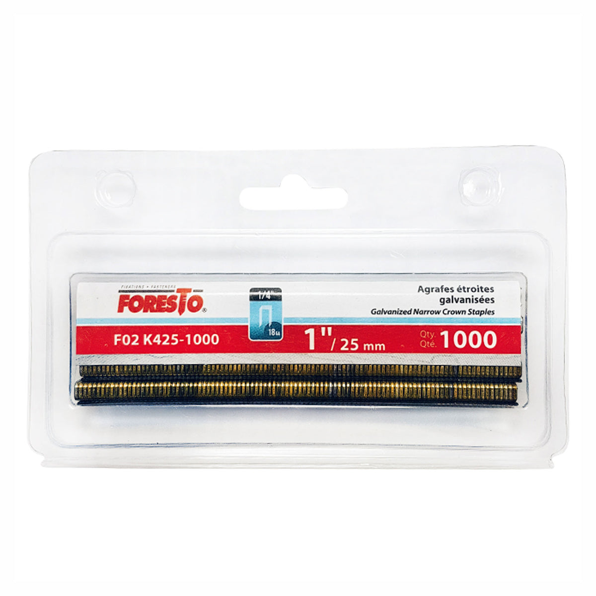 Agrafe en acier galvanisé pour plancher, calibre 15.5, 1/2'' x 2'' (emballage de 1 000)