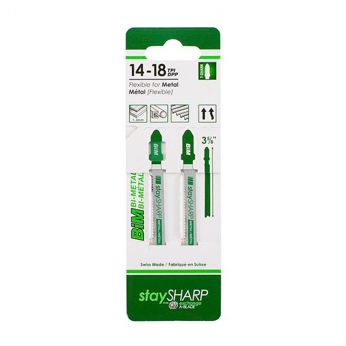 Lame de scie sauteuse, métal, tige T, 3-1/4&#39;&#39; x 14/18 dents (emballage de 2)