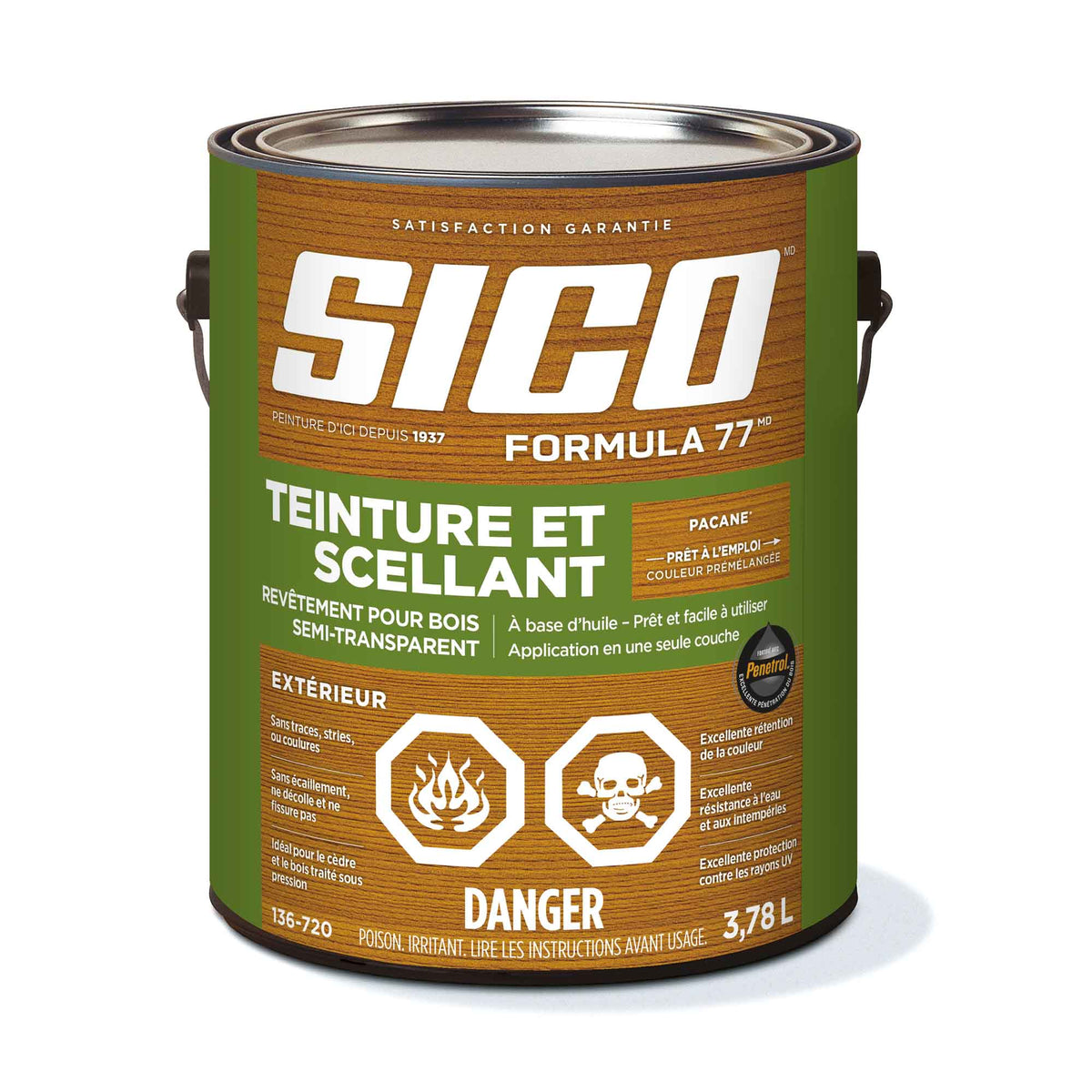 Teinture extérieure Formula 77, Pacane, 3,78 litres