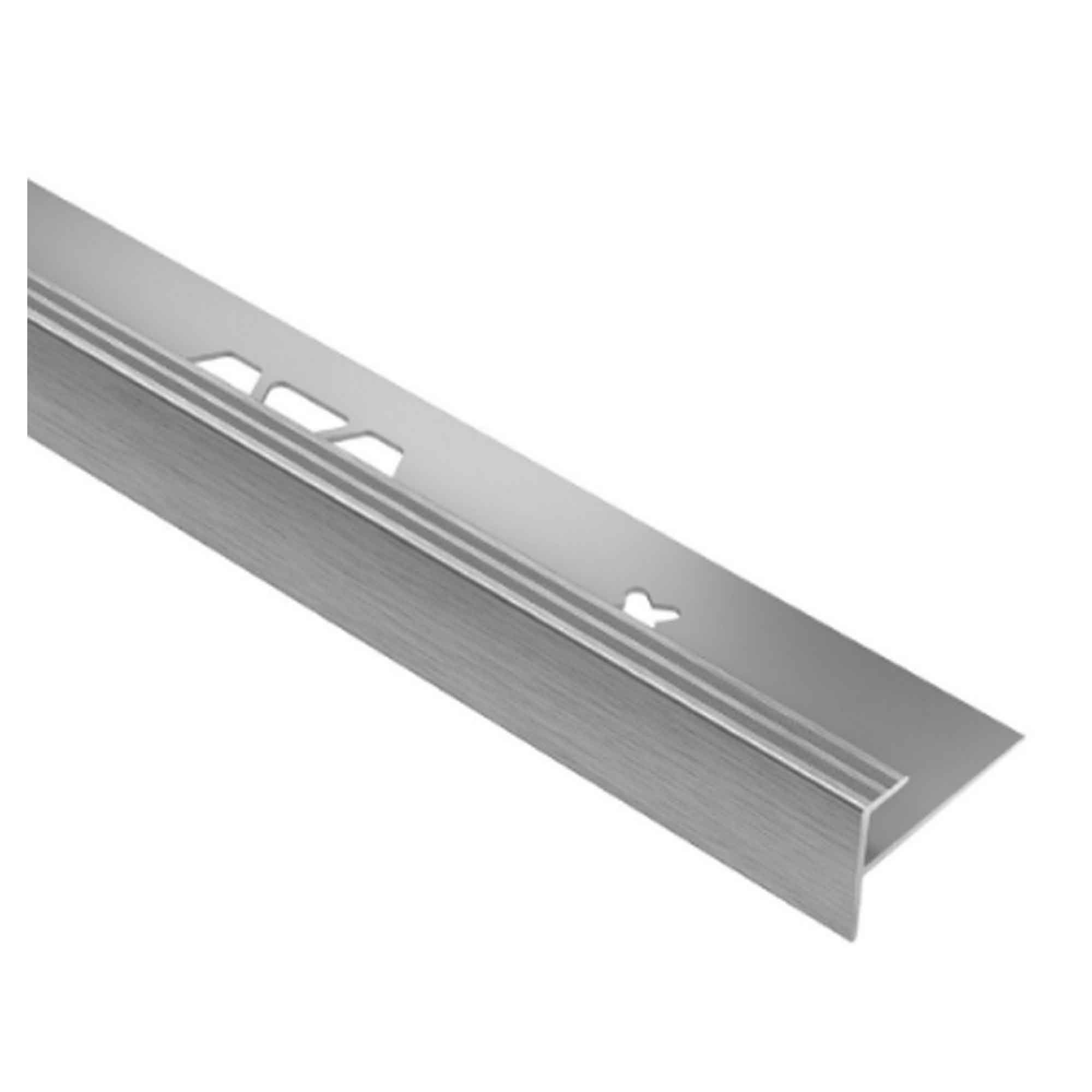 Moulure profilée de nez de marche VINPRO-STEP en aluminium chromé brossé, 13/64''