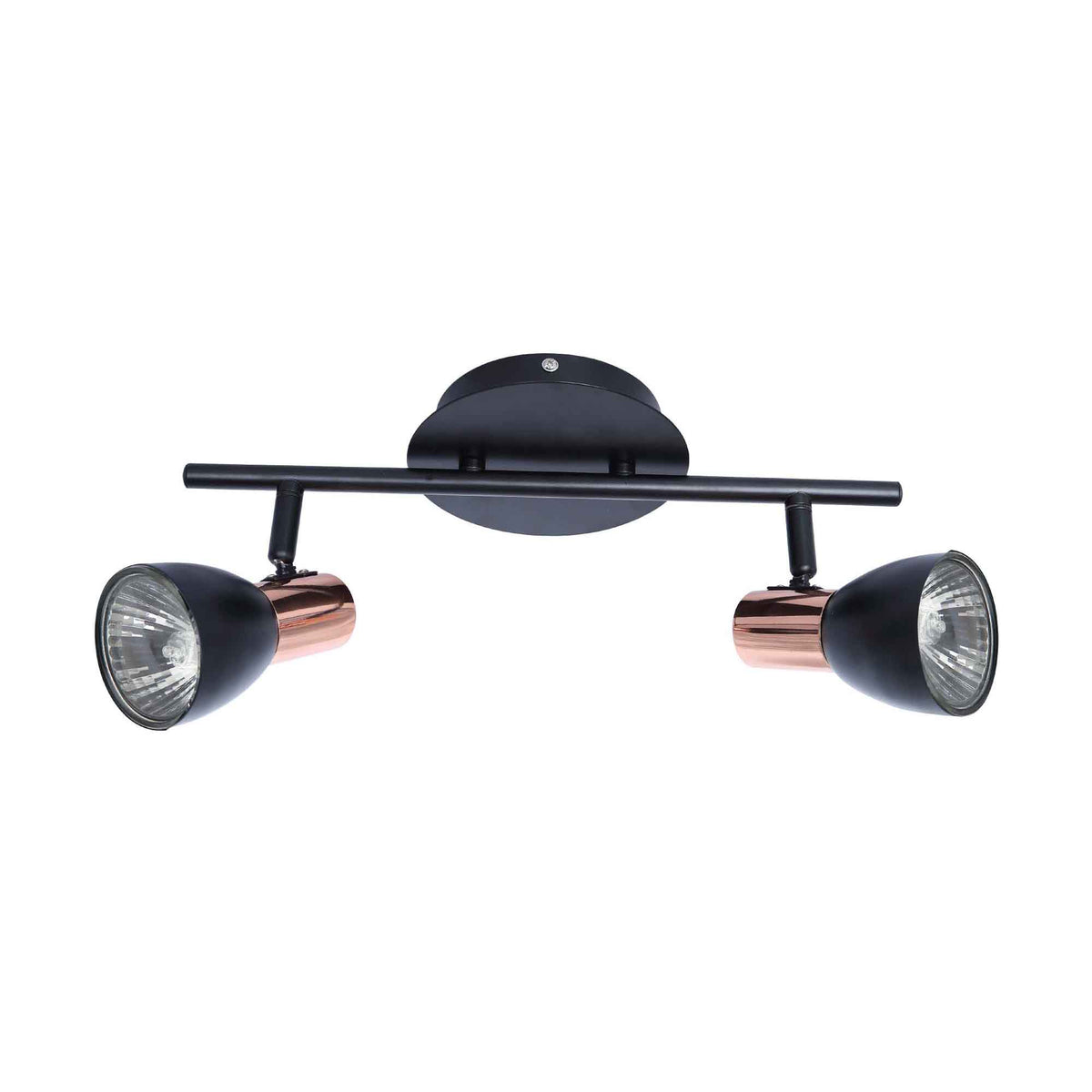 Rail d&#39;éclairage Riviera à 2 lumières noir et cuivre, 16,1&quot; x 6,6&quot;