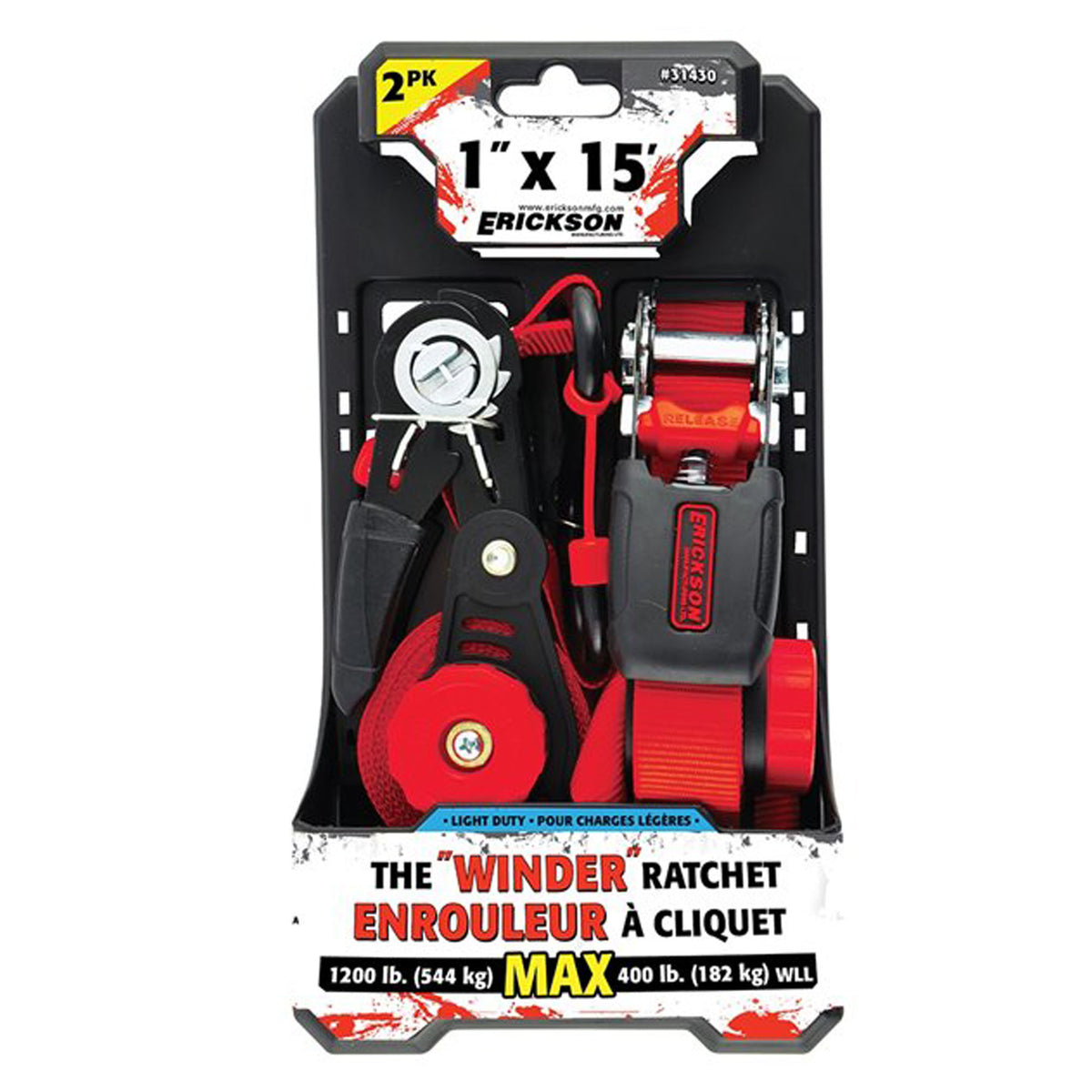 Ensemble de 2 enrouleurs à cliquet, 1'' x 15' (1 200 lbs )