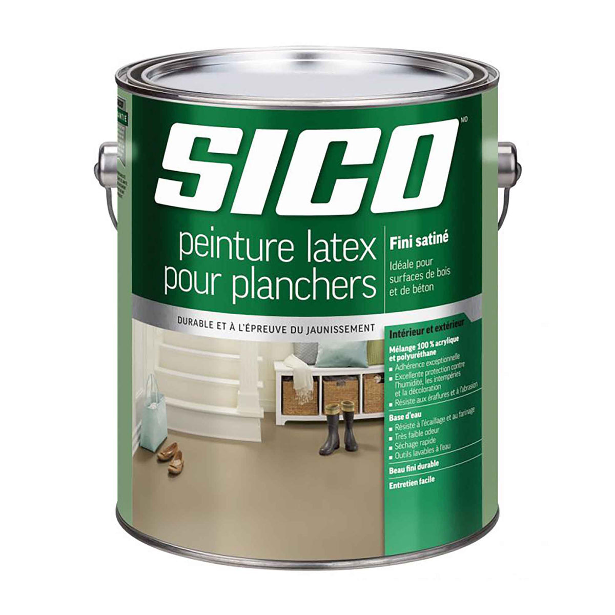 Peinture latex émail à plancher, gris, 3,78 litres