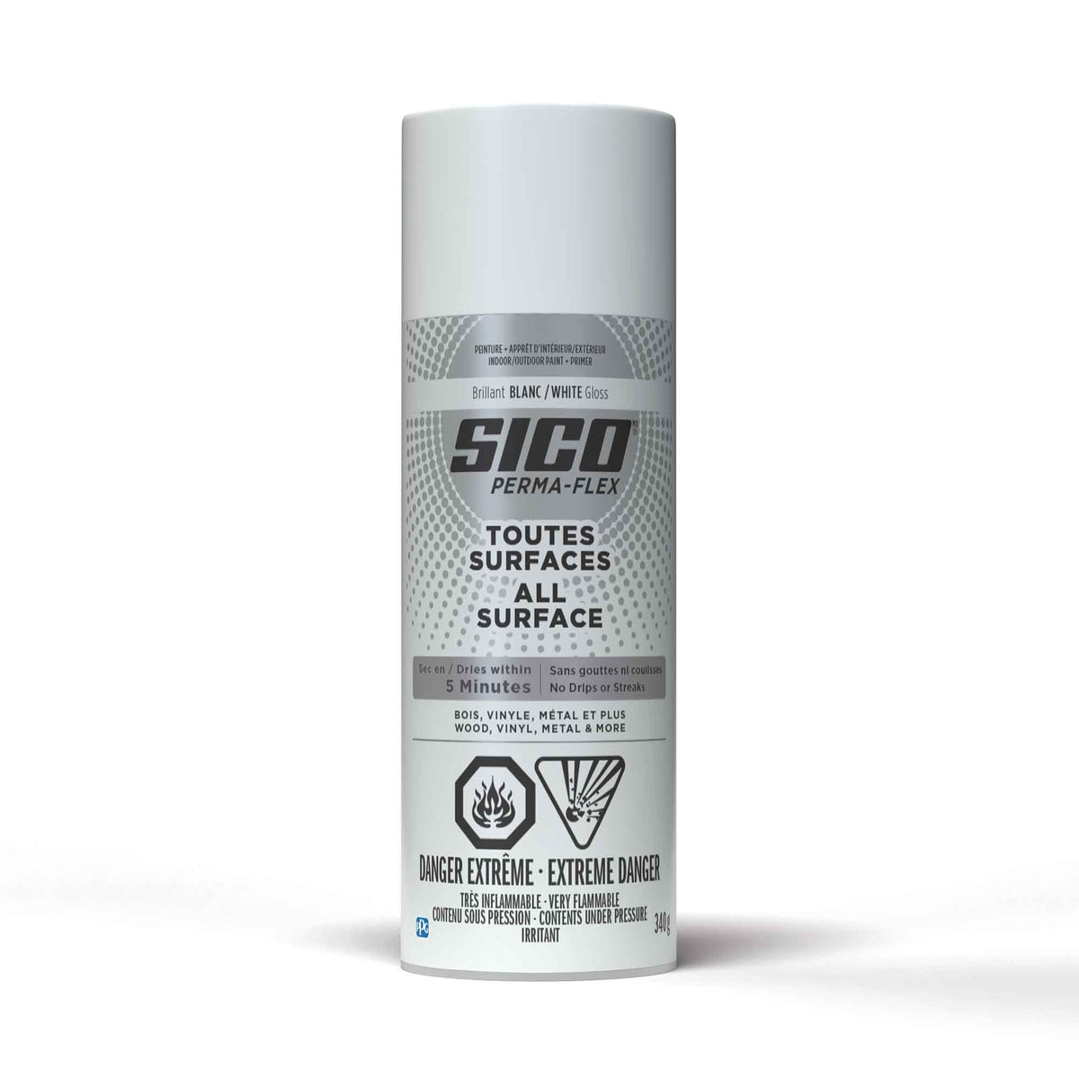 Peinture Aérosol Perma-flex, blanc brillant, 340 ml