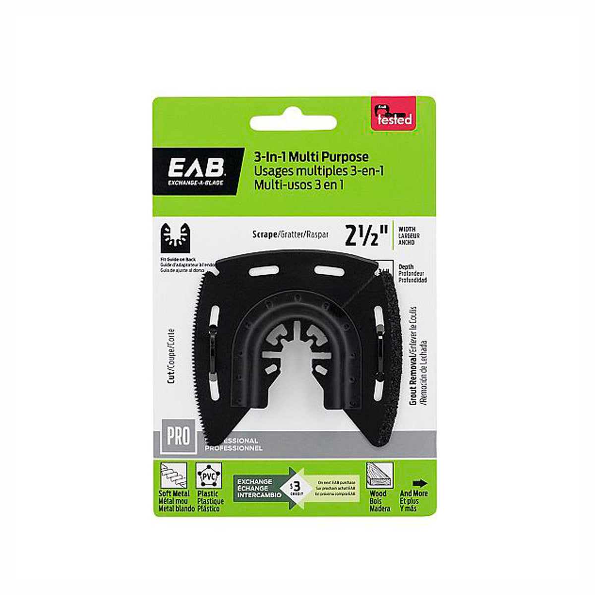 Lame de scie oscillante 3 en 1, coupe, grattoire, coulis, 2-1/2''