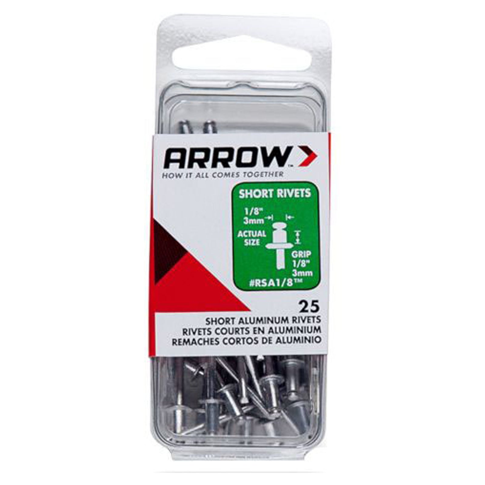 Rivet long, en aluminium, 1/8'' (emballage de 15)
