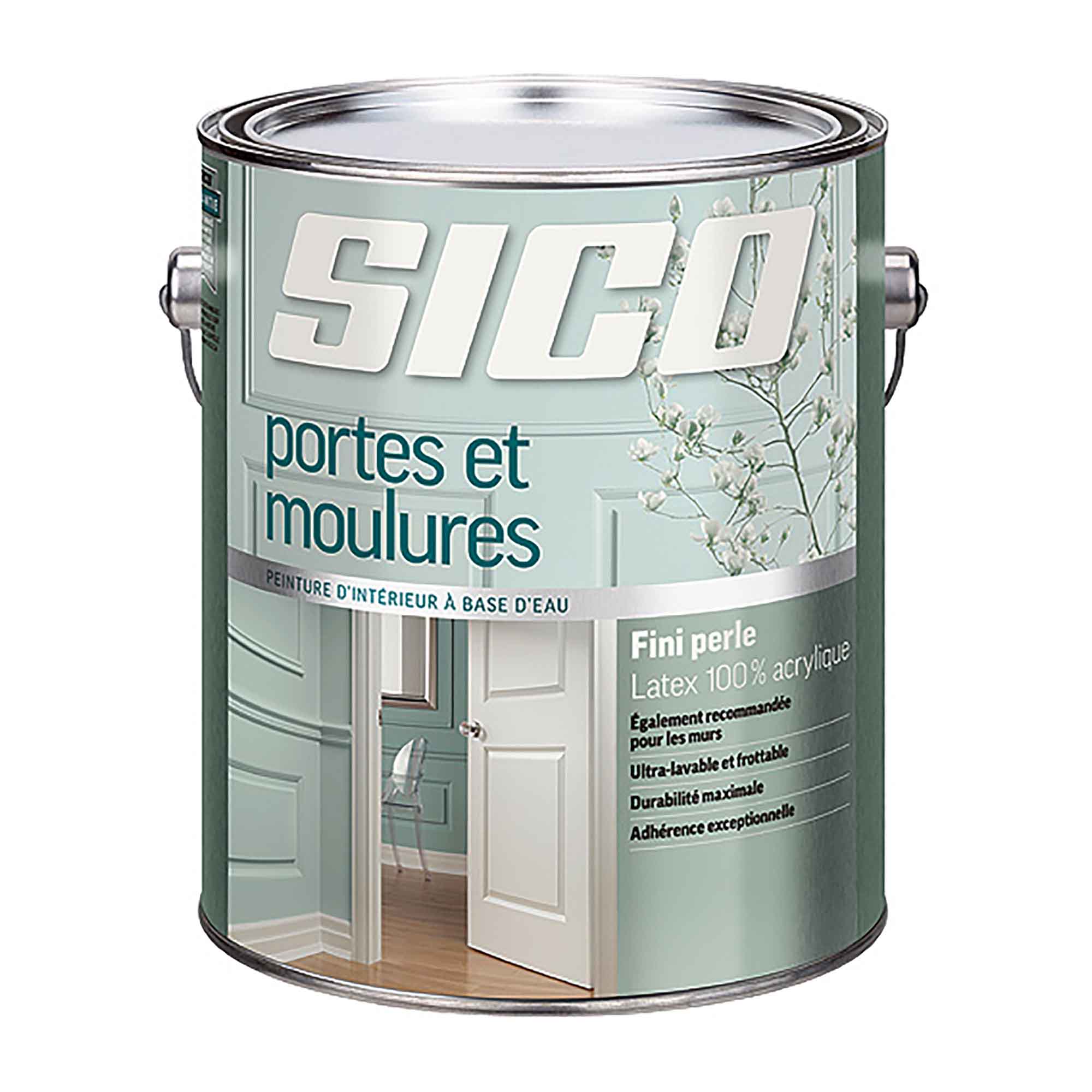 Peinture intérieure au latex pour portes et moulures, blanc naturel, 3,7 litres