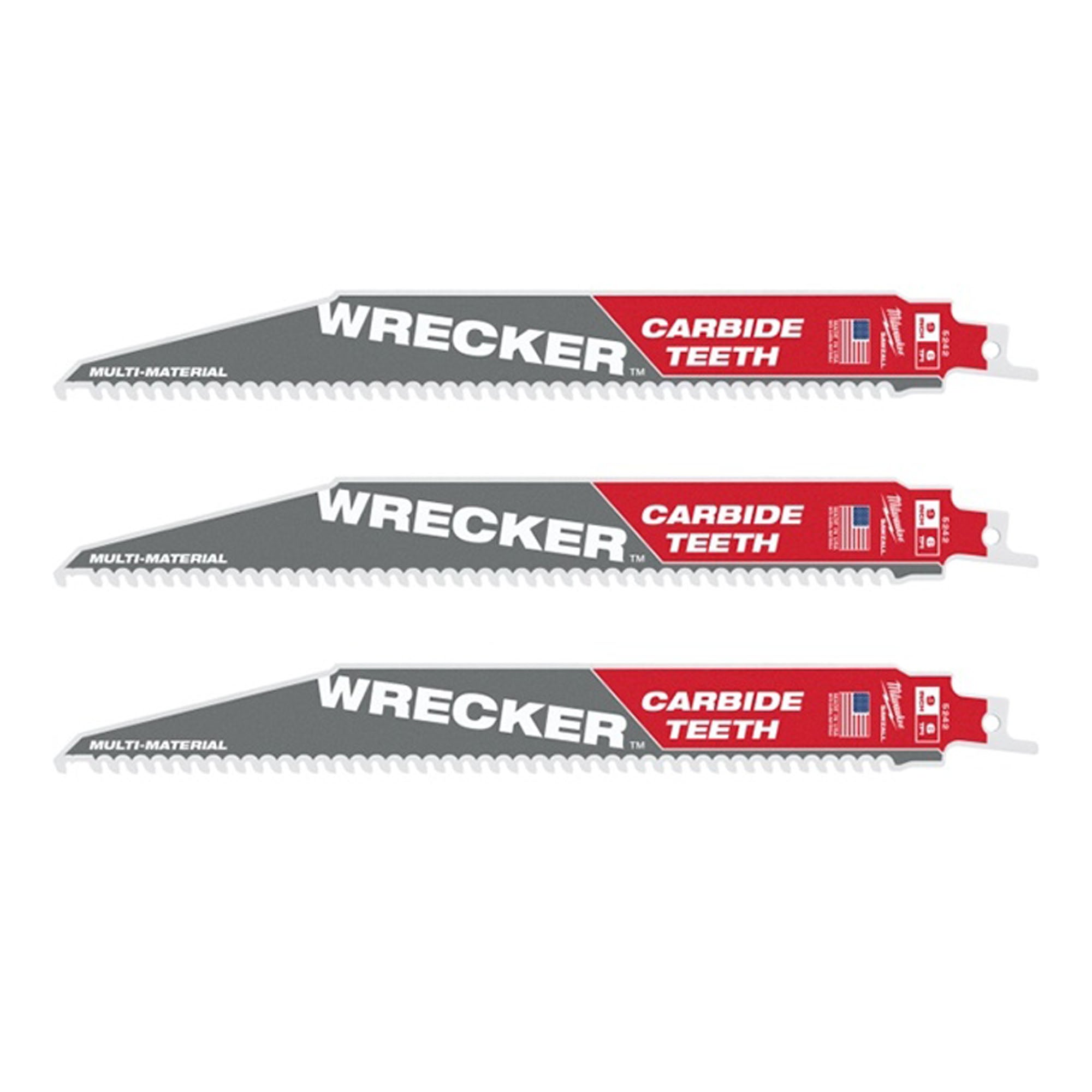 Lame de scie alternative Wrecker Sawzall au carbure, 9'' X 6 TPI (emballage de 3)