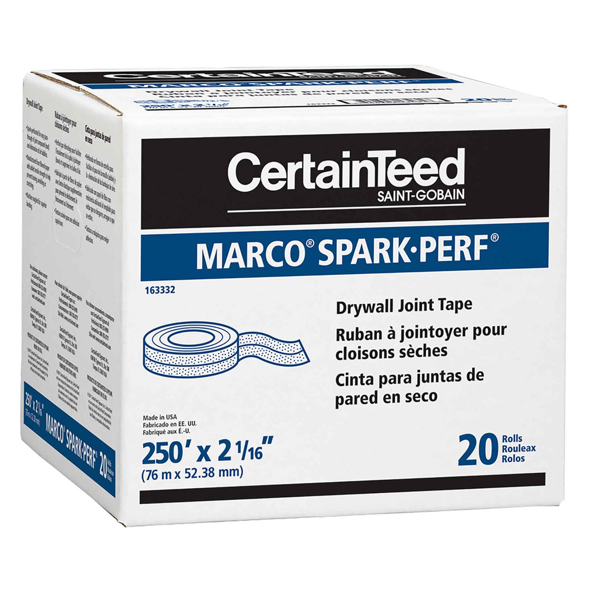 Ruban de papier perforé à jointoyer pour cloisons sèches Marco Spark-Perf, 2 1/16&#39;&#39; x 250&#39; (20 rouleaux)