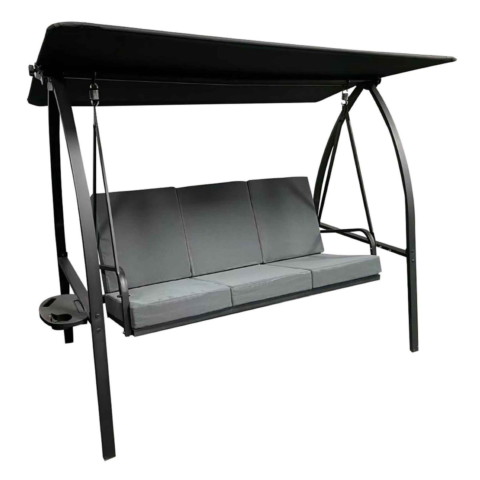 Balançoire triple avec coussin et table d'appoint rétractable