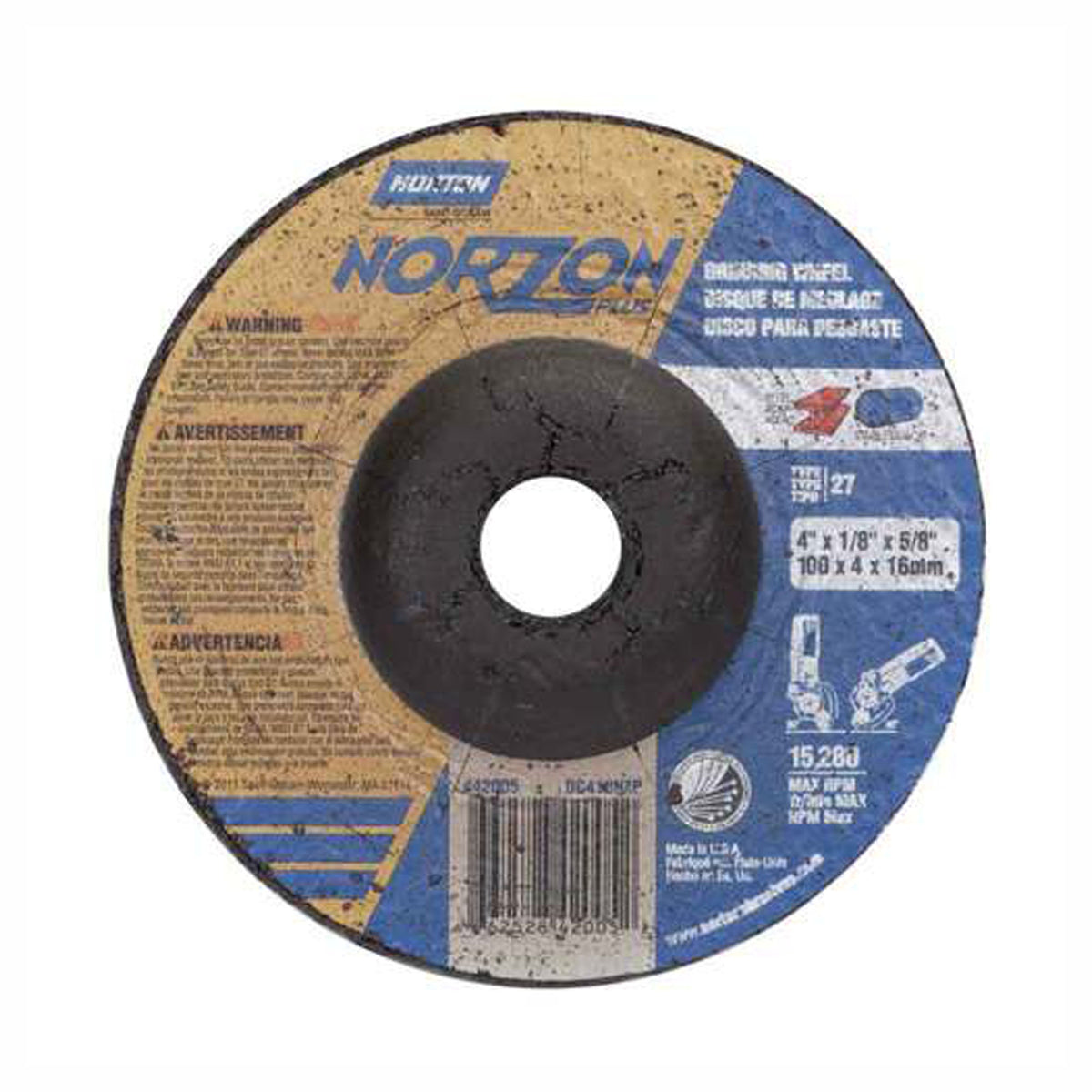 Meule abrasive avec moyeu déporté, T27/42, 4'' x 1/8'' x 5/8''