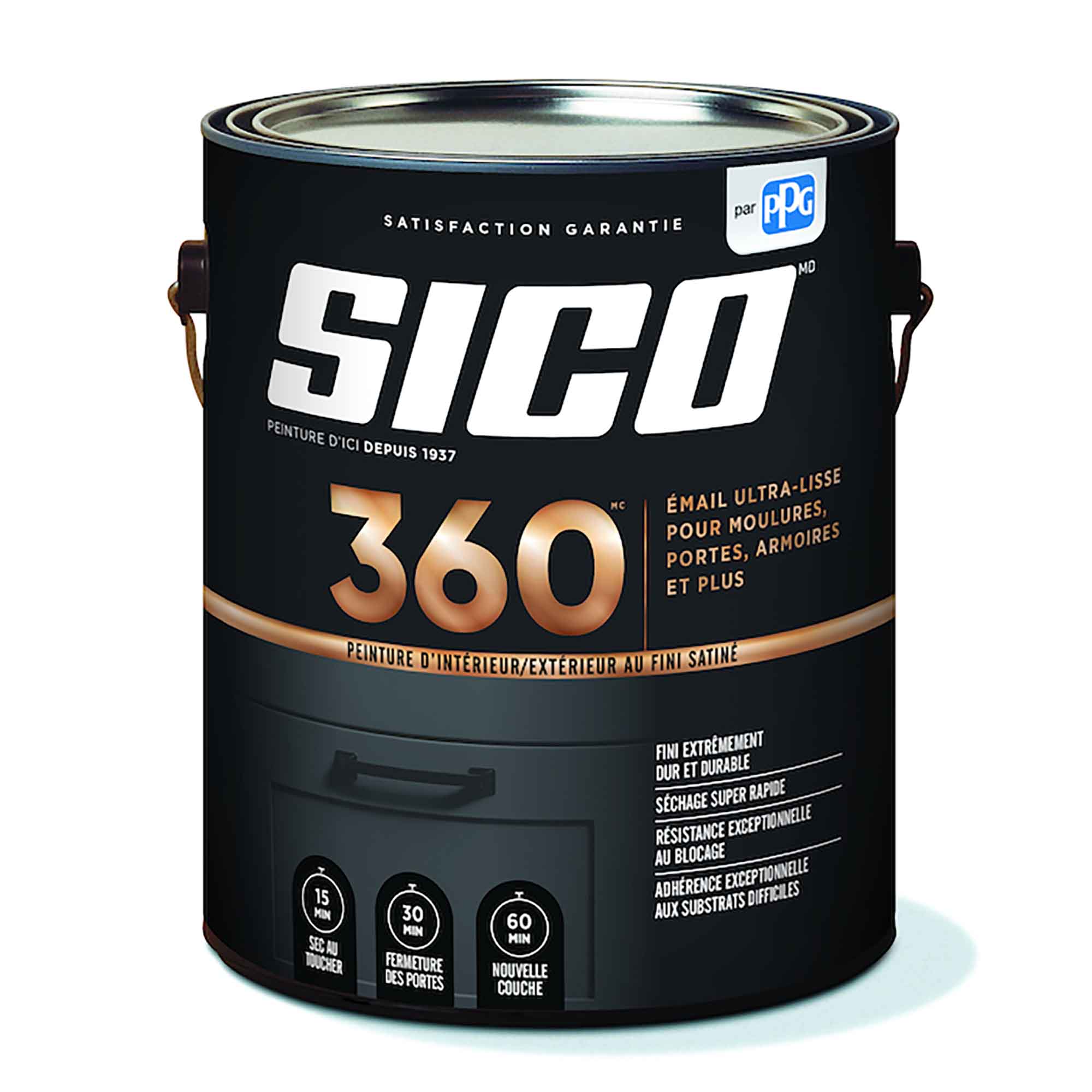 Peinture Sico 360, satinée, blanche à teinter, 3,78 litres
