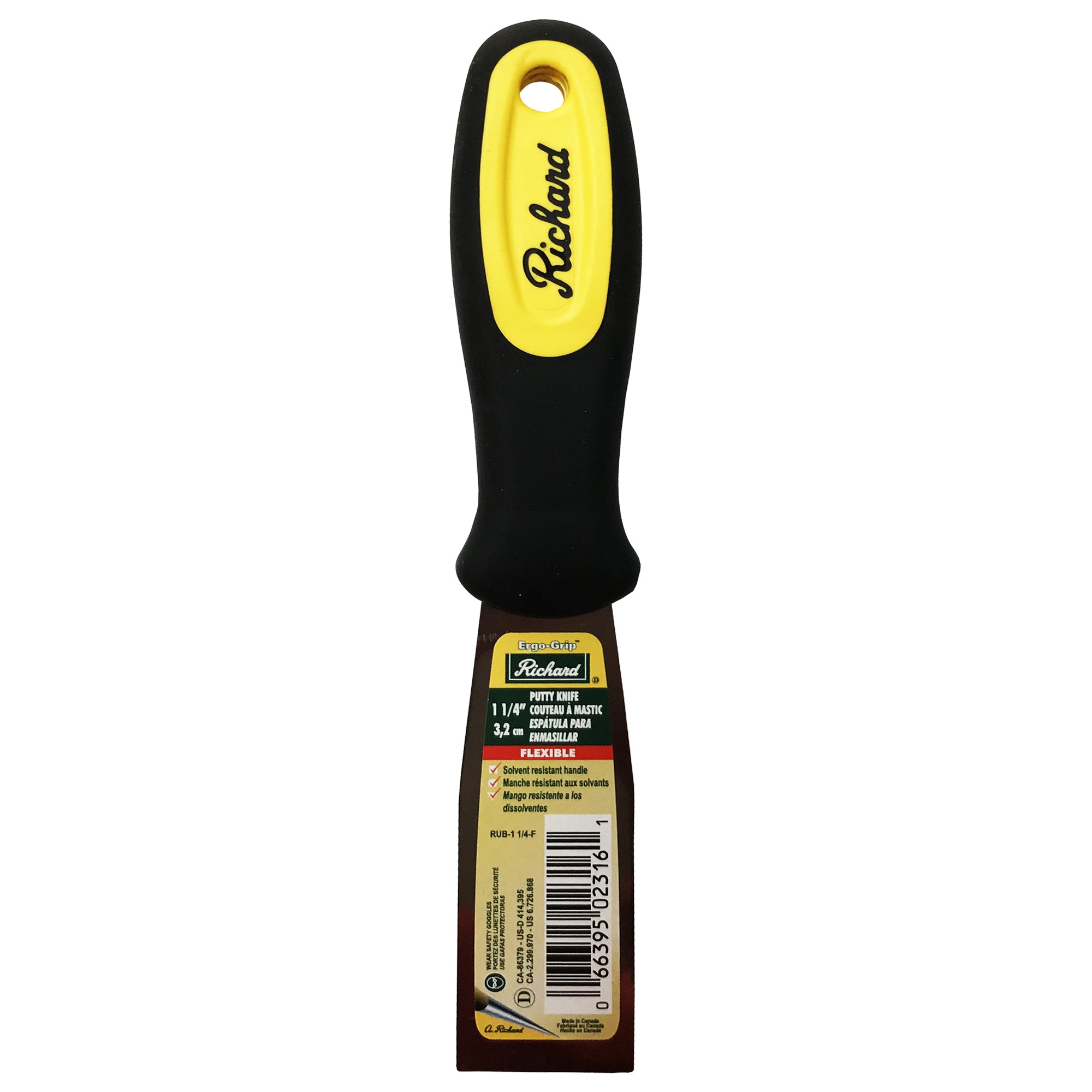 Couteau à mastic Ergo-Grip, lame carbone flexible de 1 1/4'' (3,2 cm)