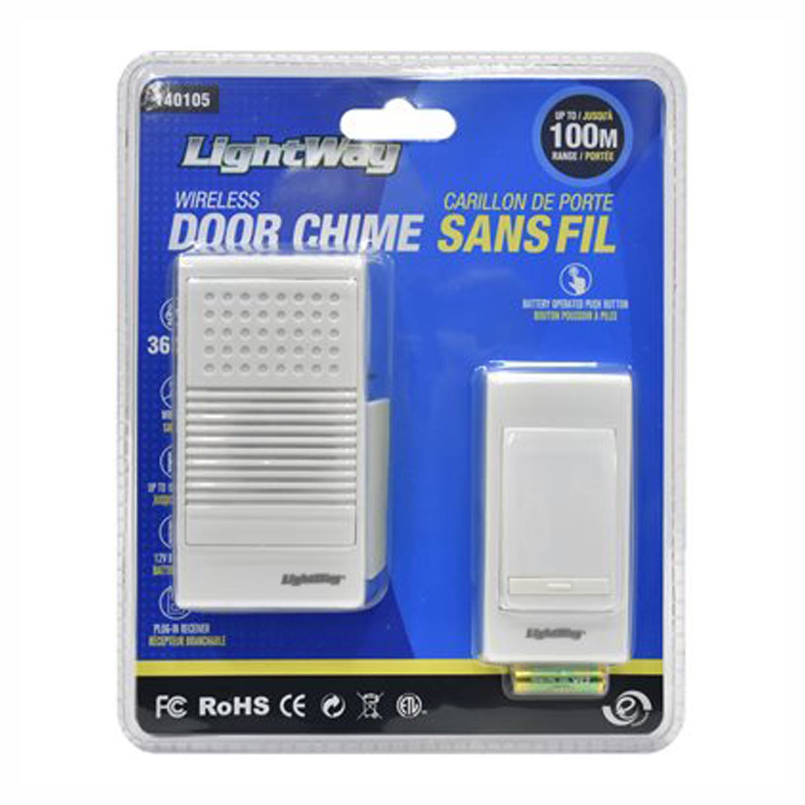 Carillon sans fil, 3 sonneries, blanc