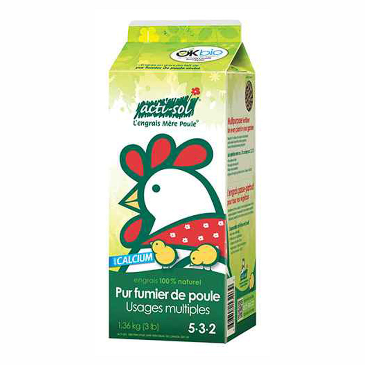 Fumier de poule, pur, 5-3-2, 1,36 kg