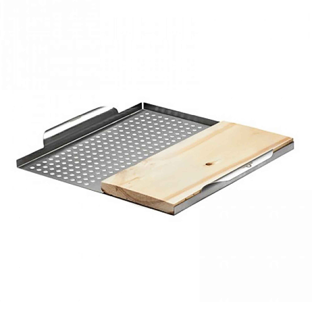 Plateau de cuisson multifonction en acier inoxydable avec planche de cèdre