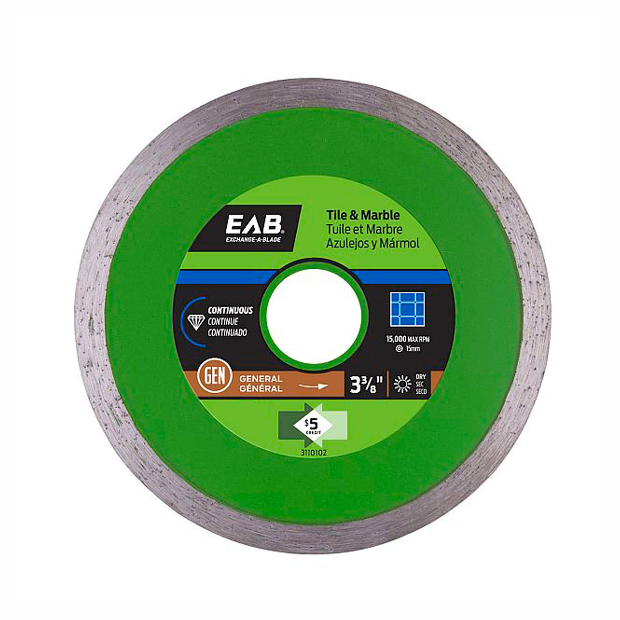 Lame diamantée continue pour porcelaine 3-3/8'' série bronze