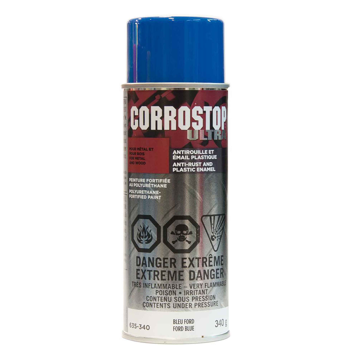 Peinture aérosol Corrostop, antirouille, bleu Ford, 340 gr