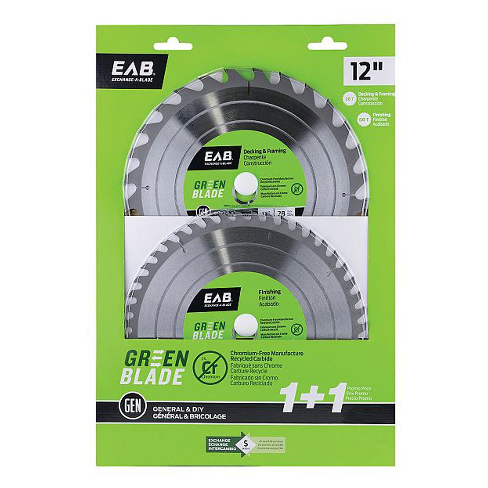 Ensemble de 2 lames de scie au carbure, General, 28 dents et 48 dents, 12''
