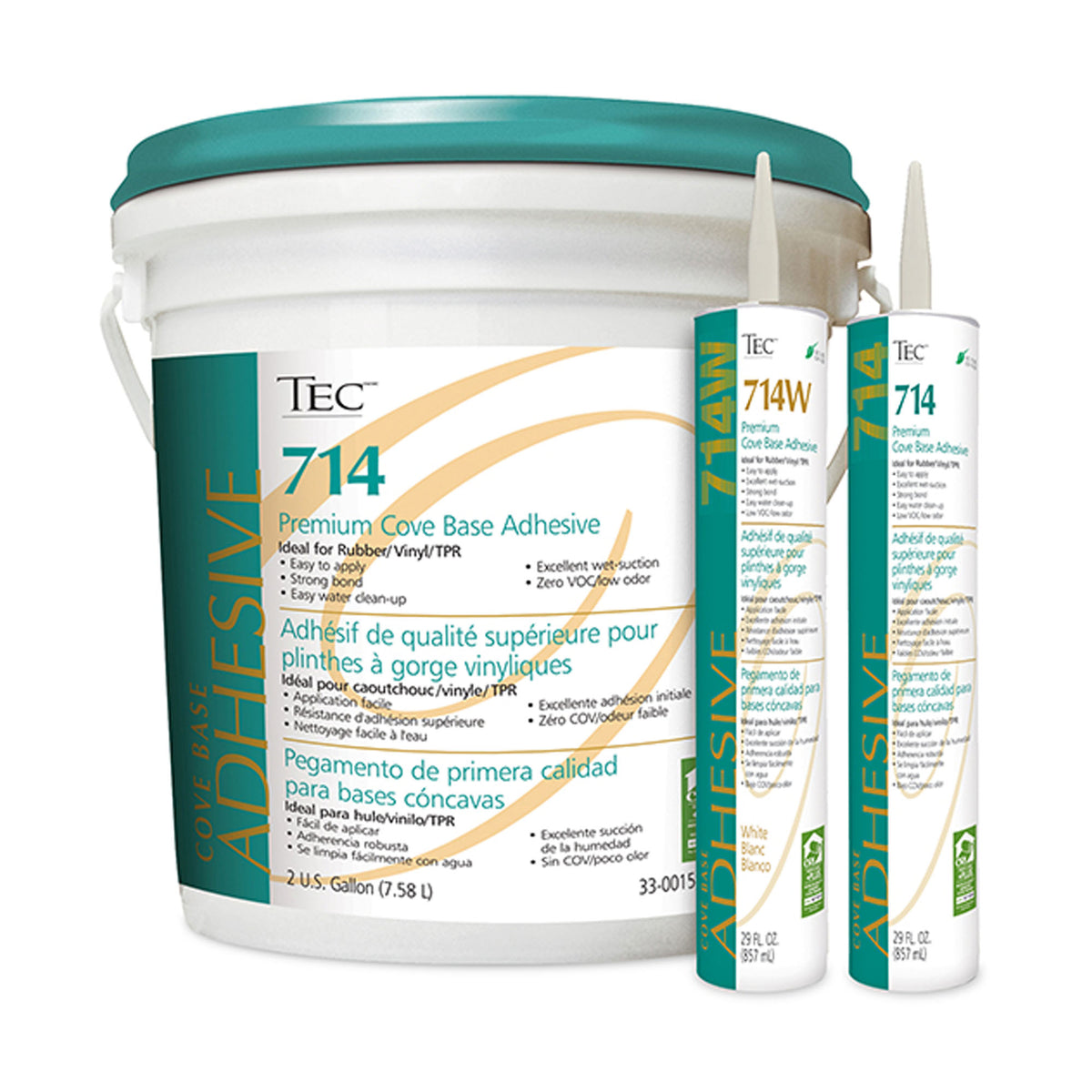 Adhésif pour plinthe de vinyle, blanc, 857 ml