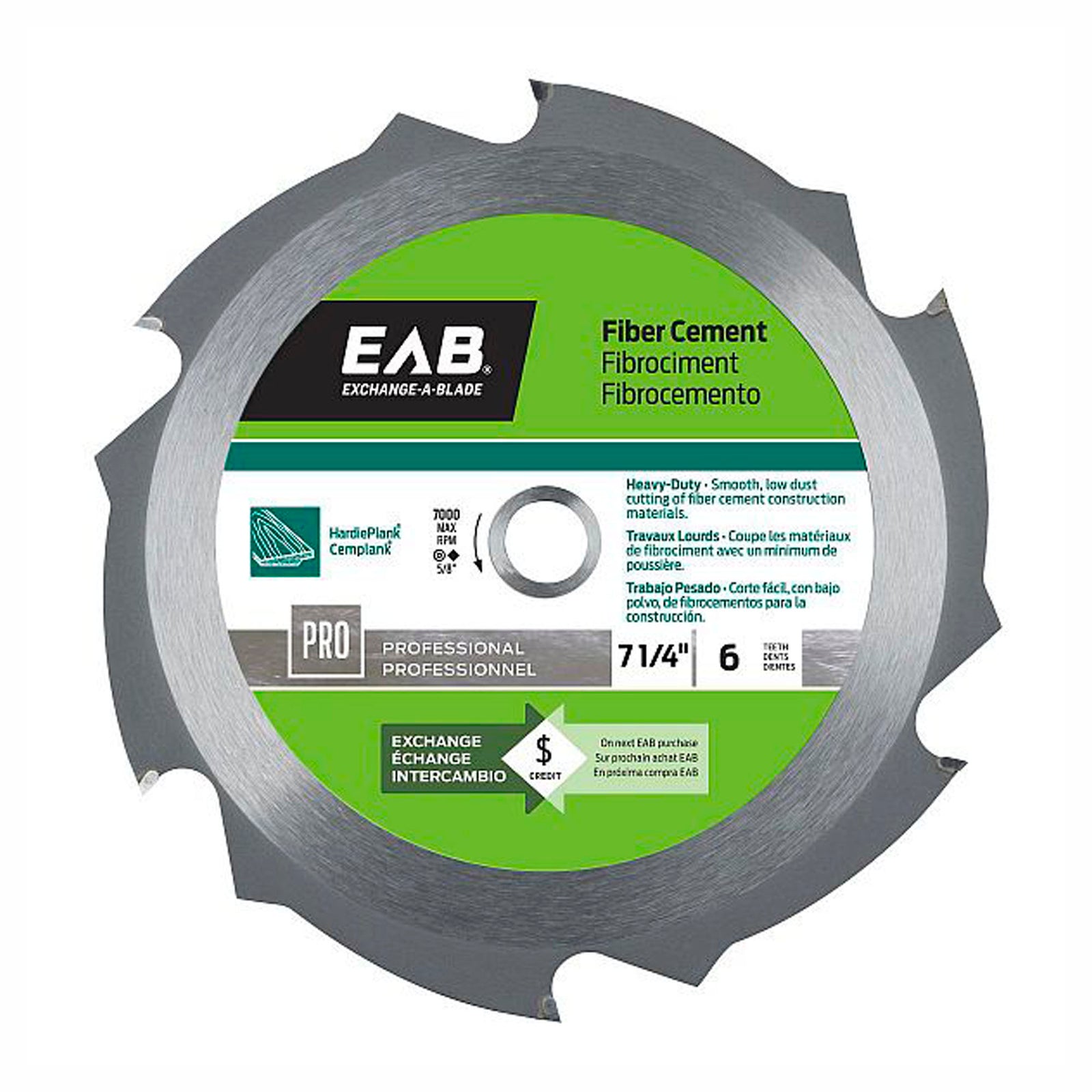 Lame de scie pour fibrociment, 7-1/4'' x 6 dents