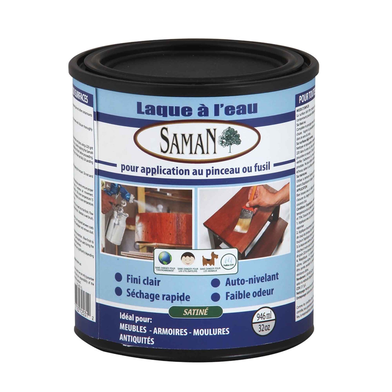 Laque à l'eau satiné, 946 ml             