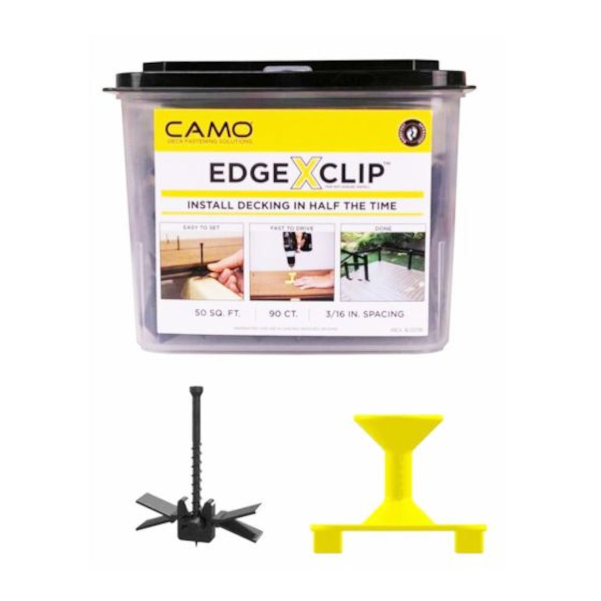 Attaches Camo, wedge clip, installation à angle (emballage de 90)