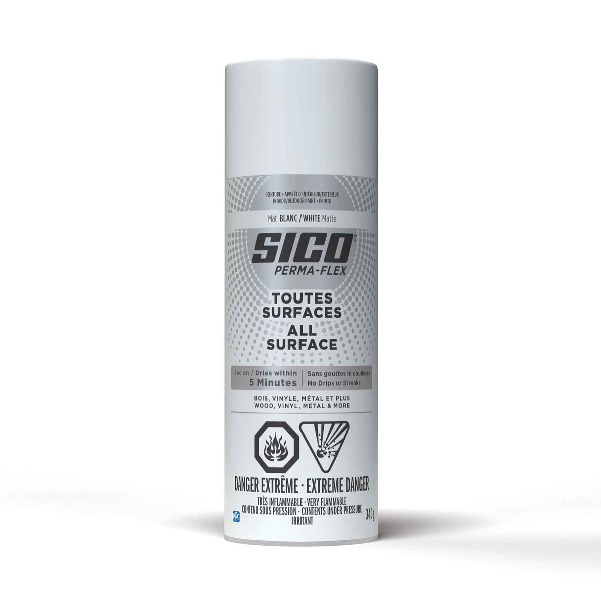 Peinture Aérosol Perma-flex, blanc mat, 340 ml