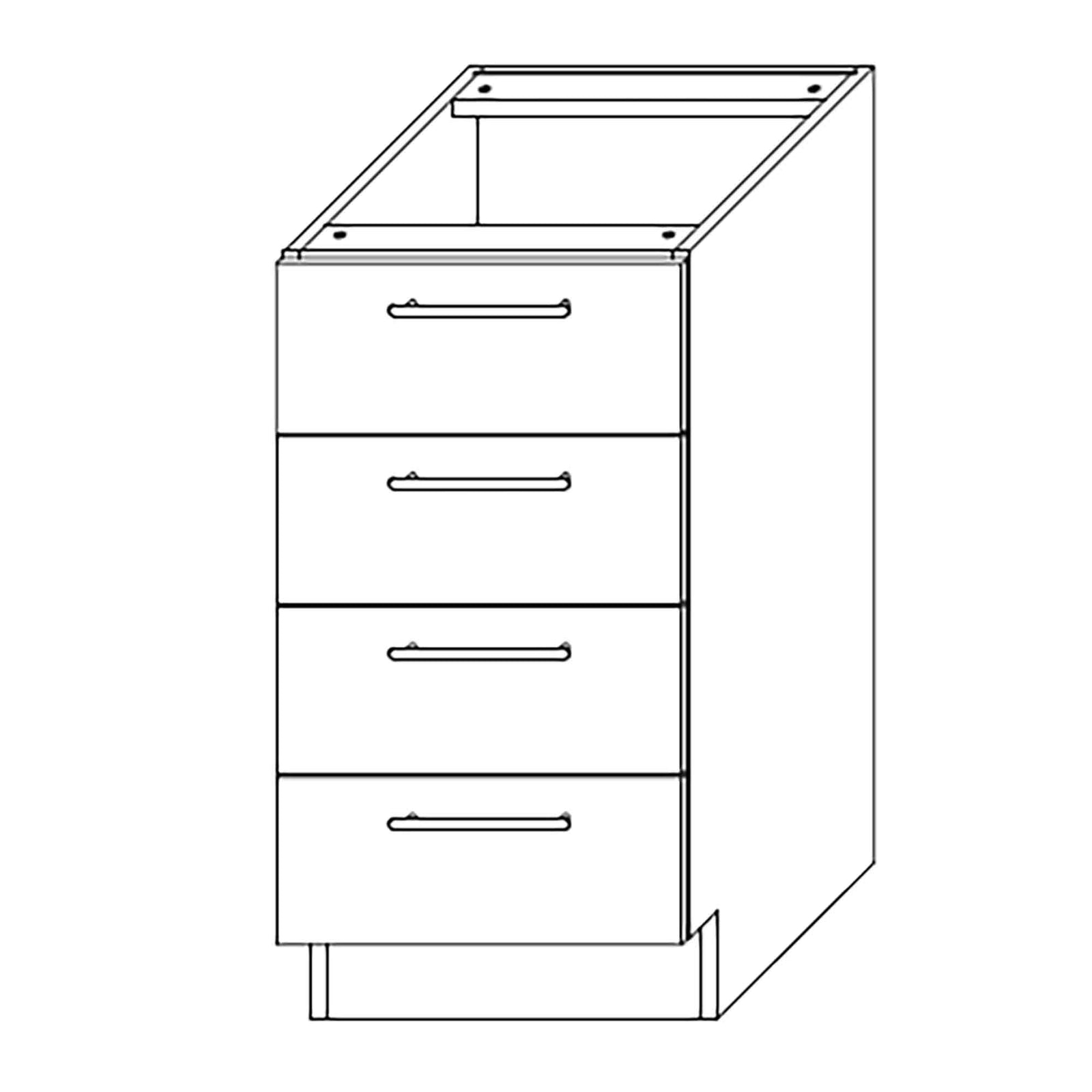 Caisson bas d'armoire 4 tiroirs, 15'', gris lustré