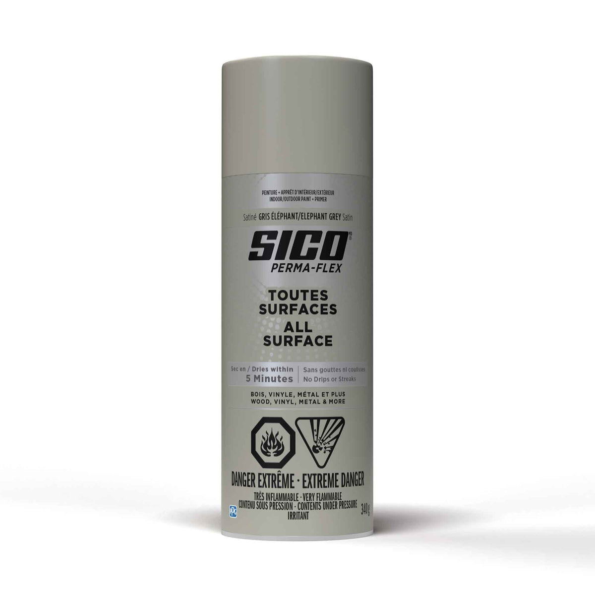 Peinture Aérosol Perma-flex, gris éléphant satiné, 340 ml