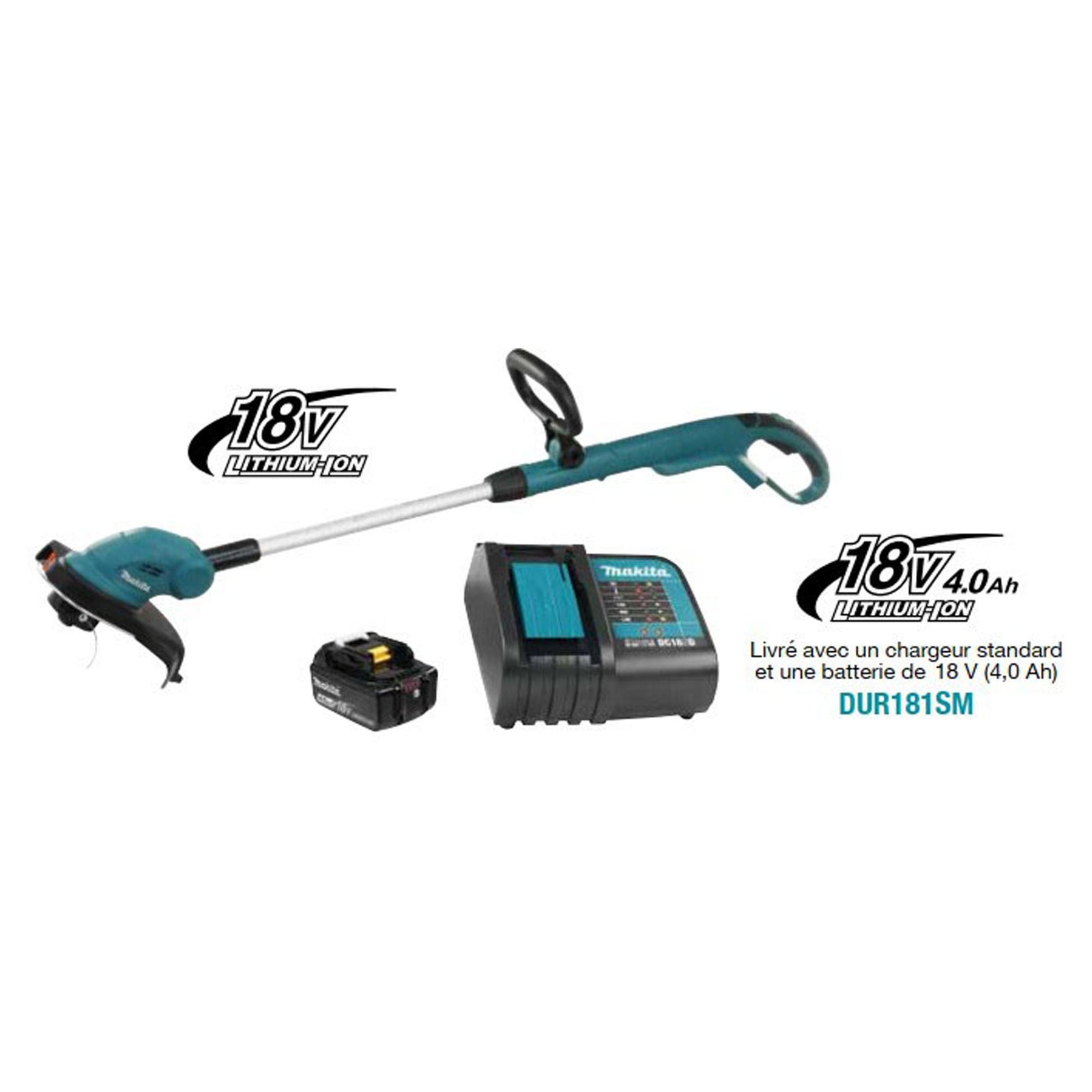 Ensemble, coupe herbe 10-1/4'', Makita, 18 volt, 4 ah