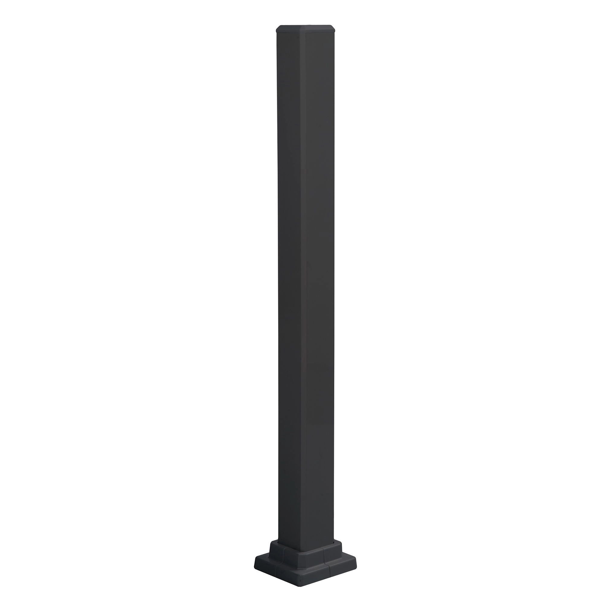 Poteau de montage en aluminium noir pour rampe de 42'' de hauteur, 43-1/2'' x 3''
