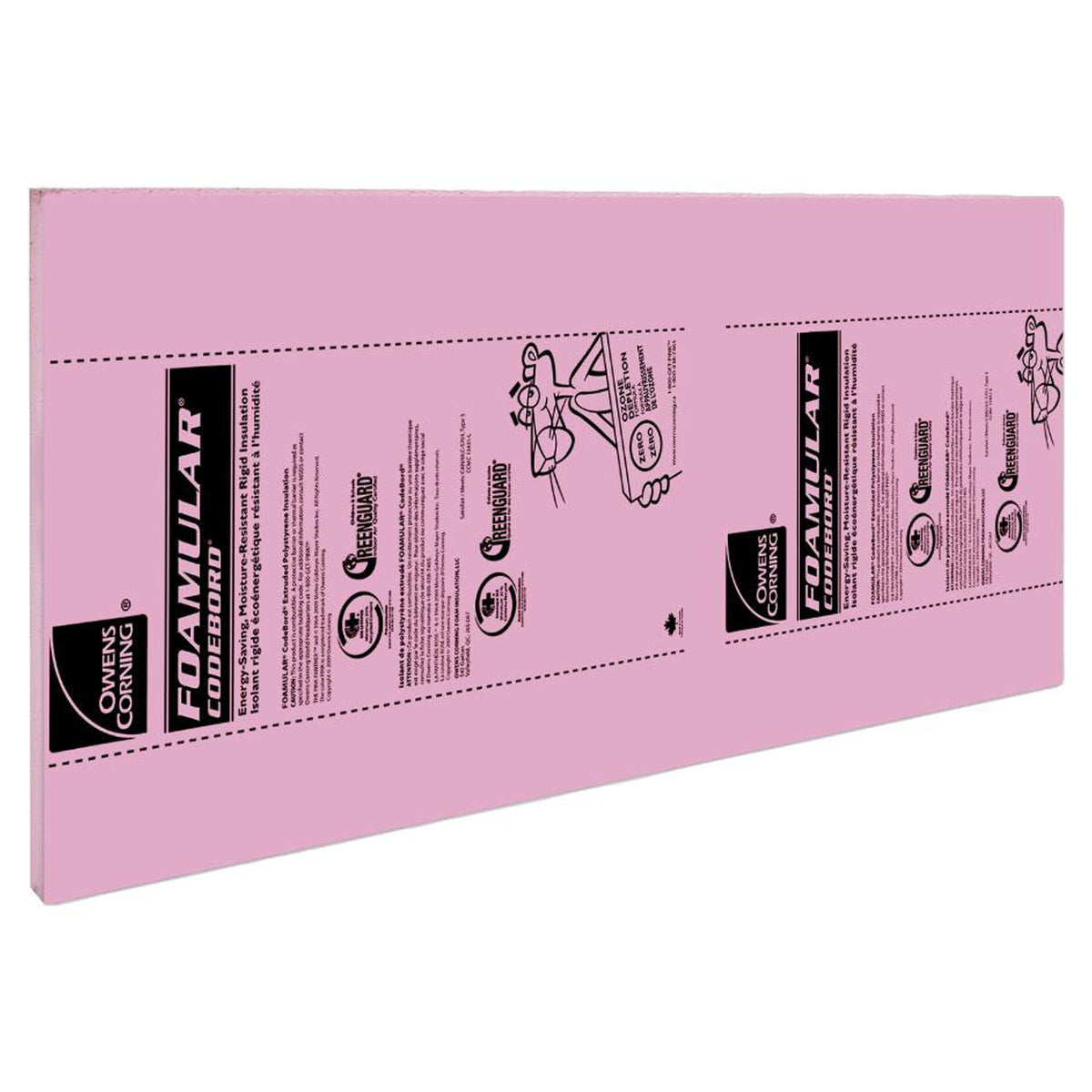 Panneau de Styrofoam, Codebord, 1-1/2'' x 2' x 8', Rose