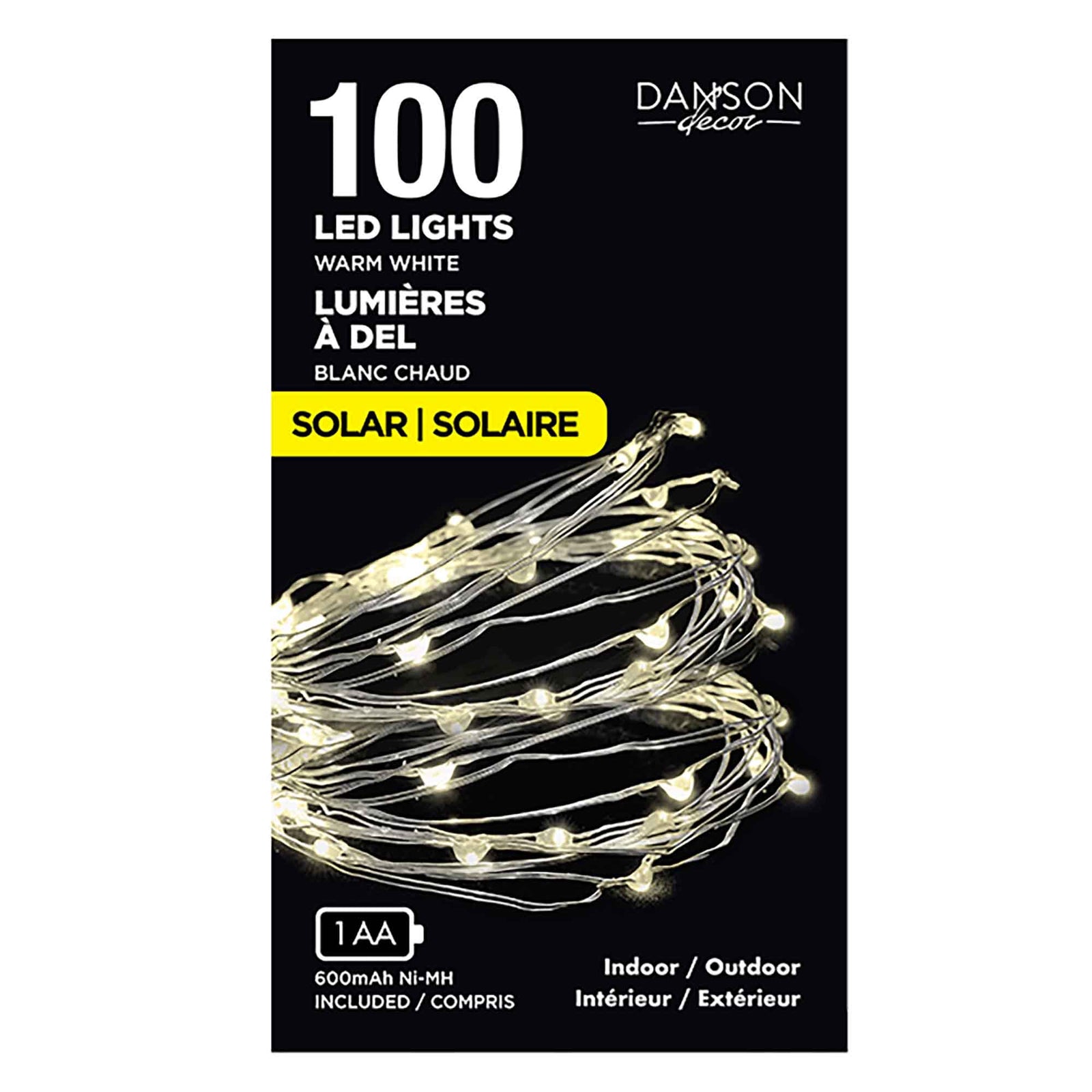 Jeu de 100 lumières solaires DEL micro blanc chaud, 6,6'