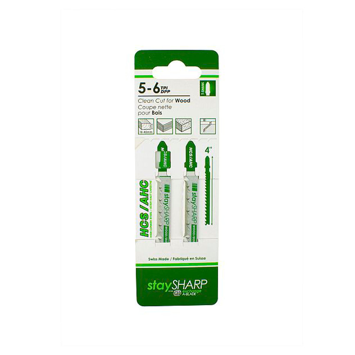 Lame de scie sauteuse, tige T et HCS TPI, 4&#39;&#39; x 5/6 dents (emballage de 2)