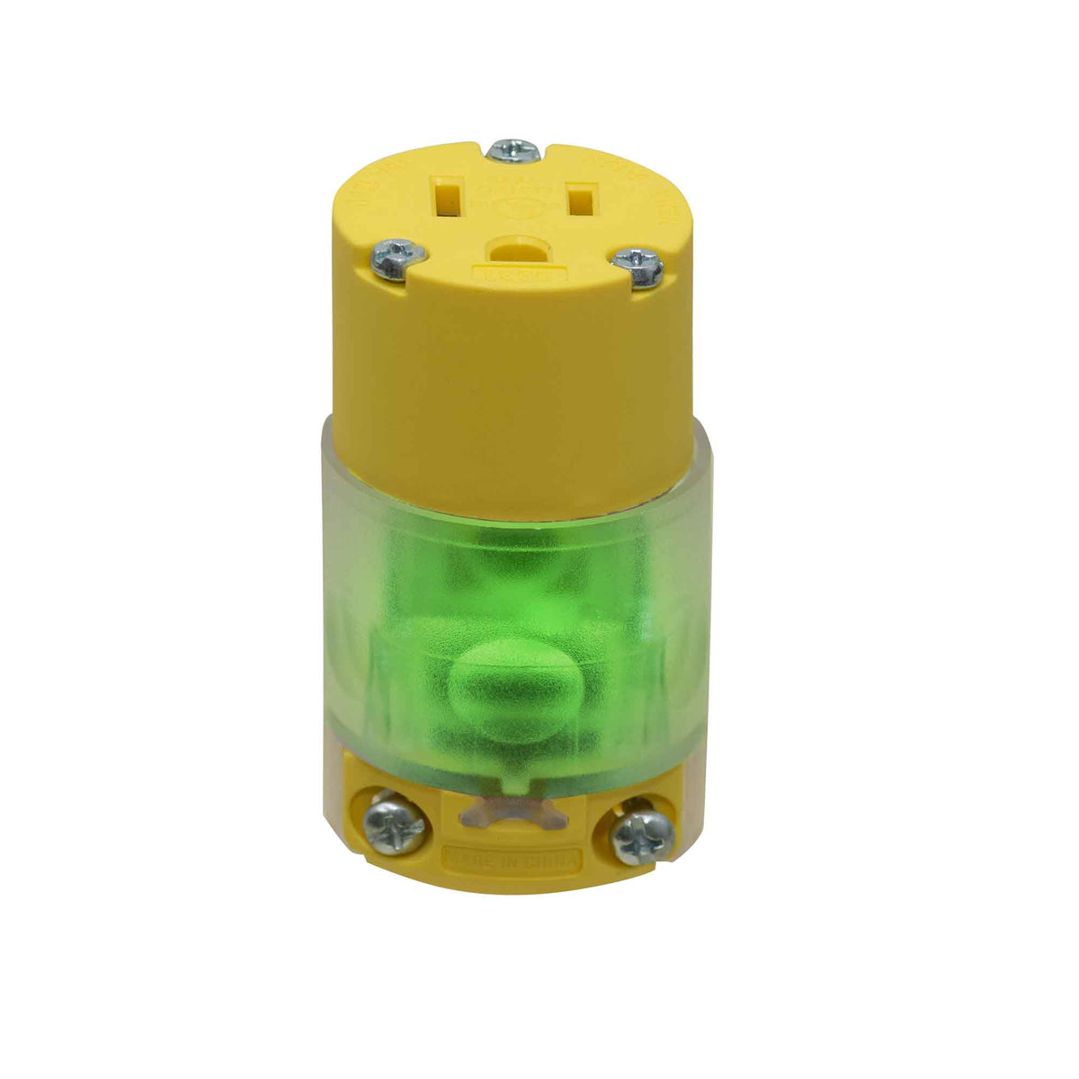 Connecteur lumineux à 2 pôles et 3 fils en jaune, 15 A / 125 V