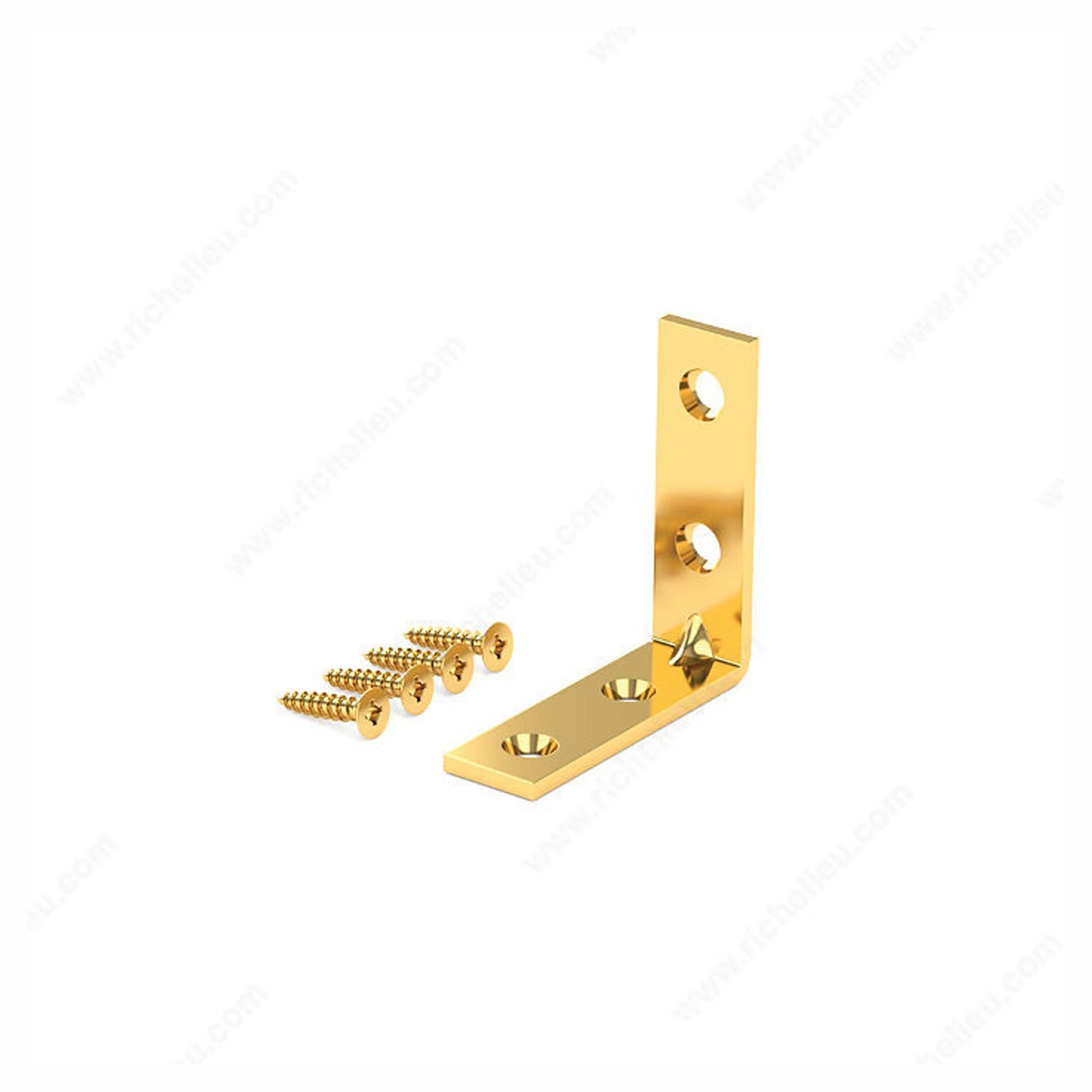 Équerre et renfort de coin, laiton, 1-1/2'' x 1/2'' (emballage de 4)