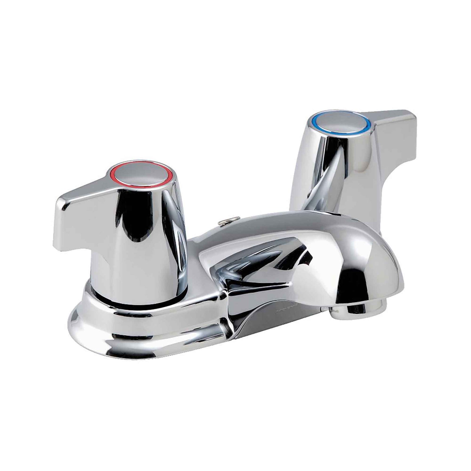 Robinet de salle de bain chromé à deux poignées et à arc bas