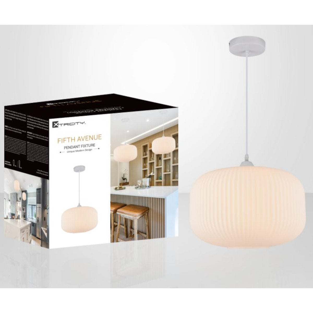 Luminaire Suspendu Fifth Avenue, Blanc, 1 Lumiere, 35 X 27 Cm