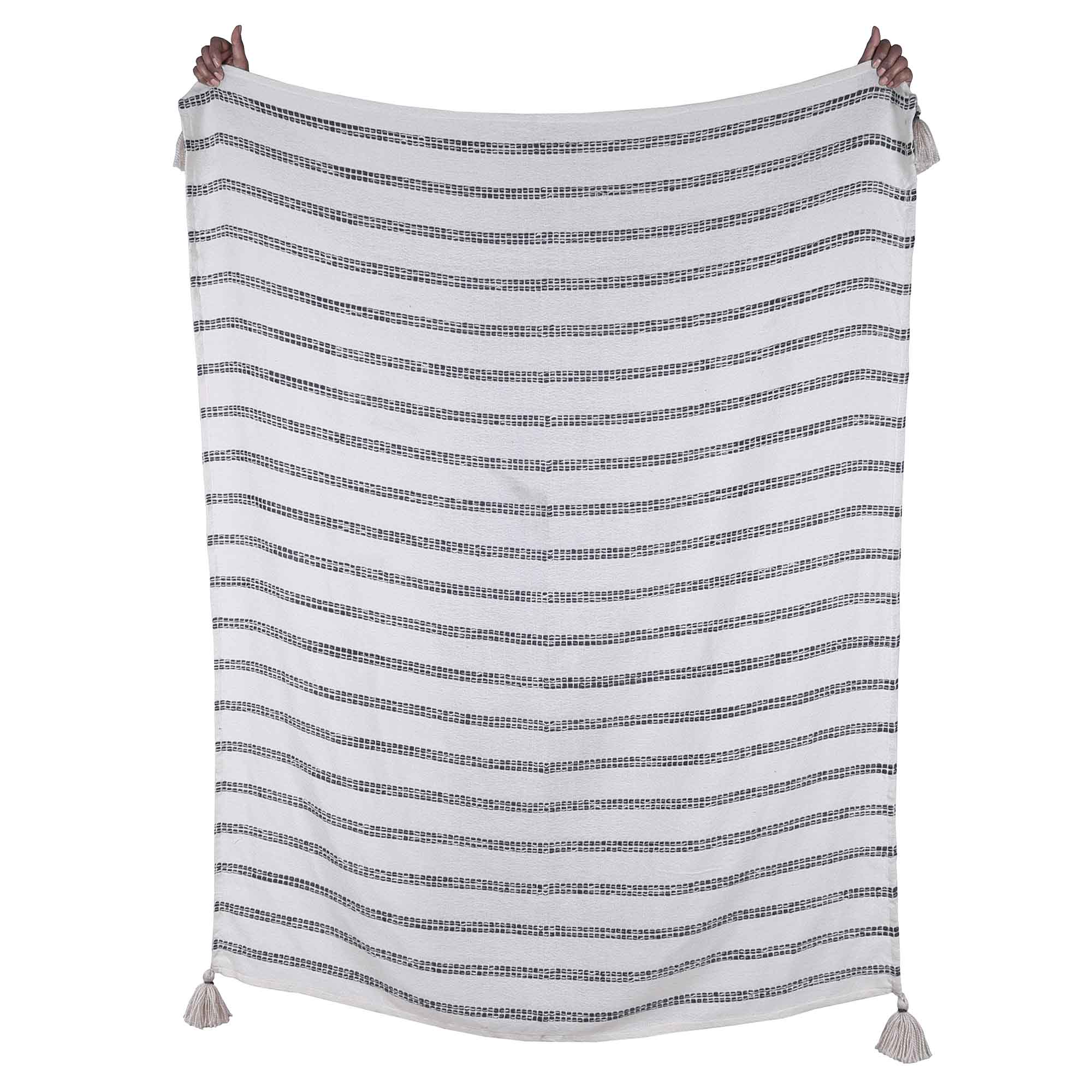 Jeté à rayures Narural, 50" x 60" (gris)