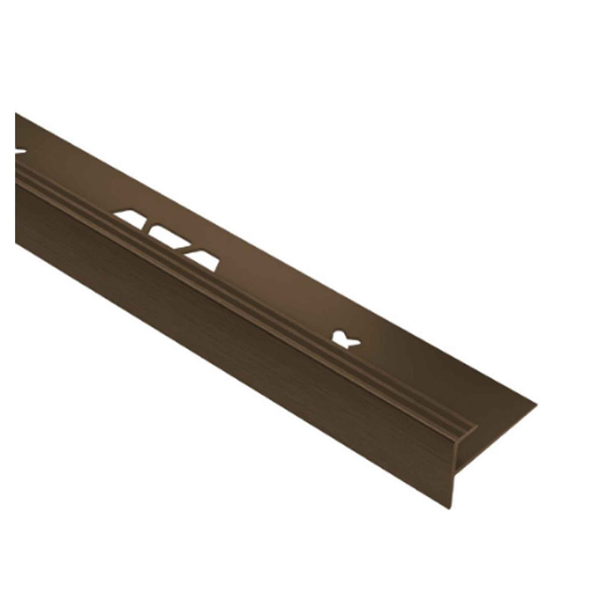 Moulure profilée de nez de marche VINPRO-STEP en aluminium bronze brossé, 1/4''