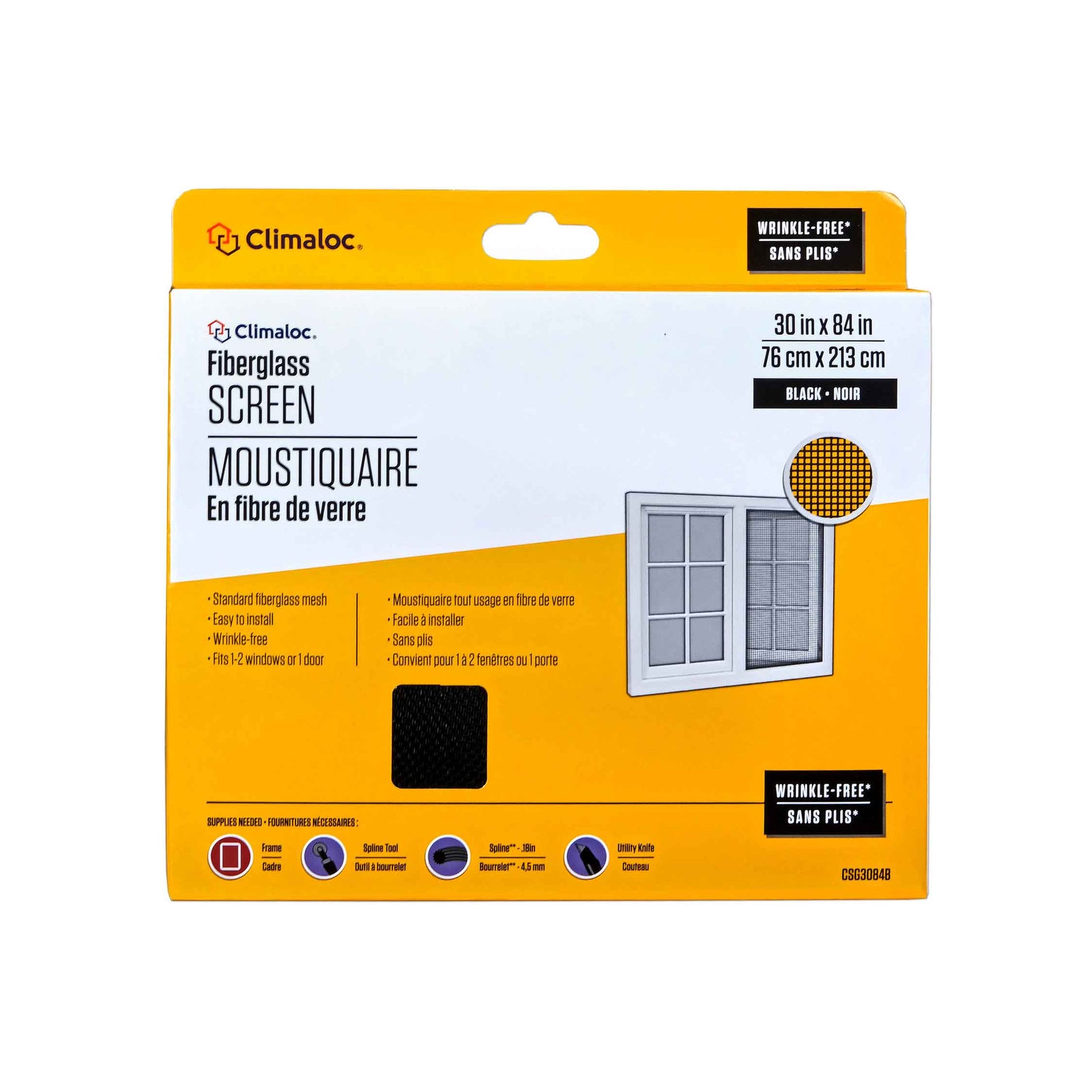 Moustiquaire en fibre de verre, 30" x 84" (noir)