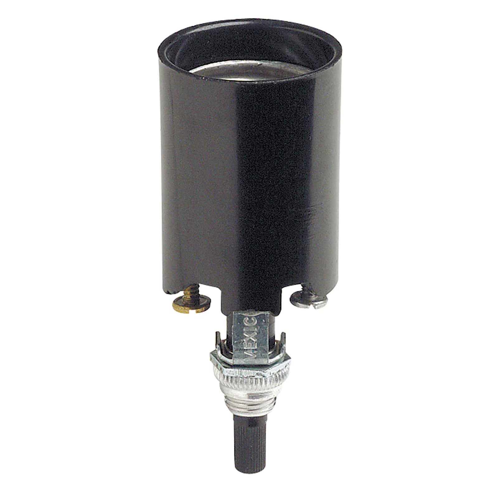 Douille phénolique à culot moyen avec bouton tournant, noir