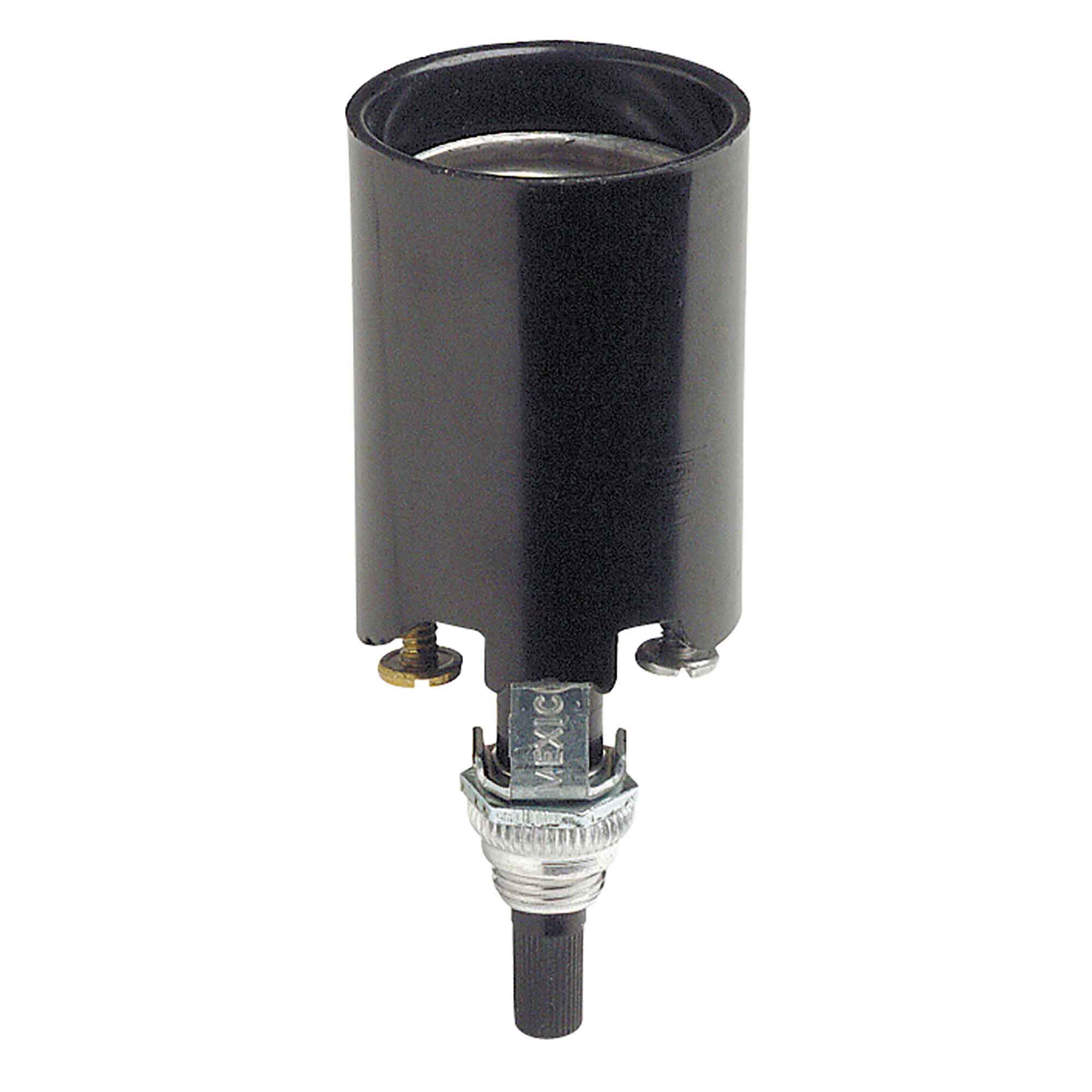 Douille phénolique à culot moyen avec bouton tournant, noir